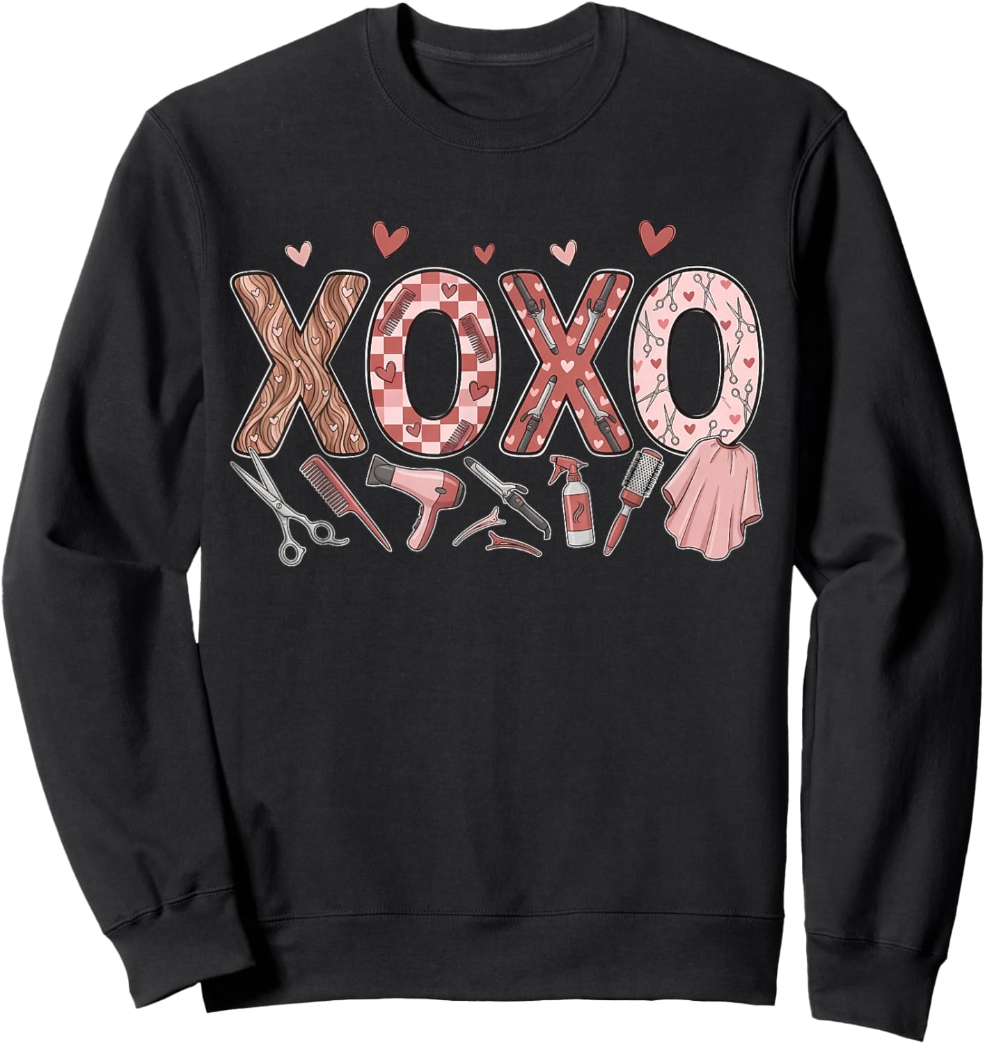 XOXO Hairstylist Valentines Hairdresser Cosmetologist Spa Sweatshirt - Sweatshirt | Black