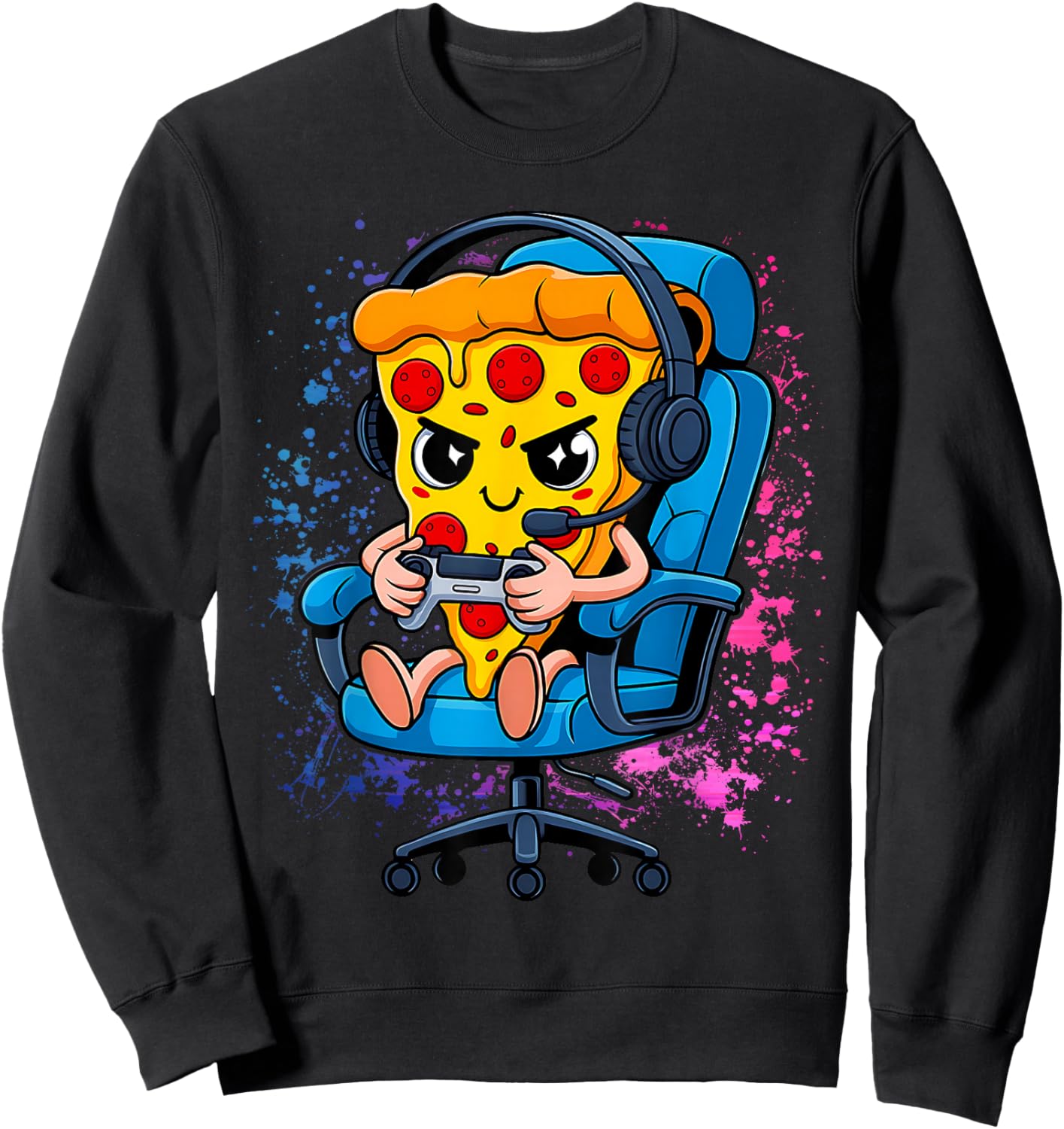 Gamer Pizza Video Gaming Funny Food Men Boys Kids Teen Youth Sweatshirt - Sweatshirt | Black