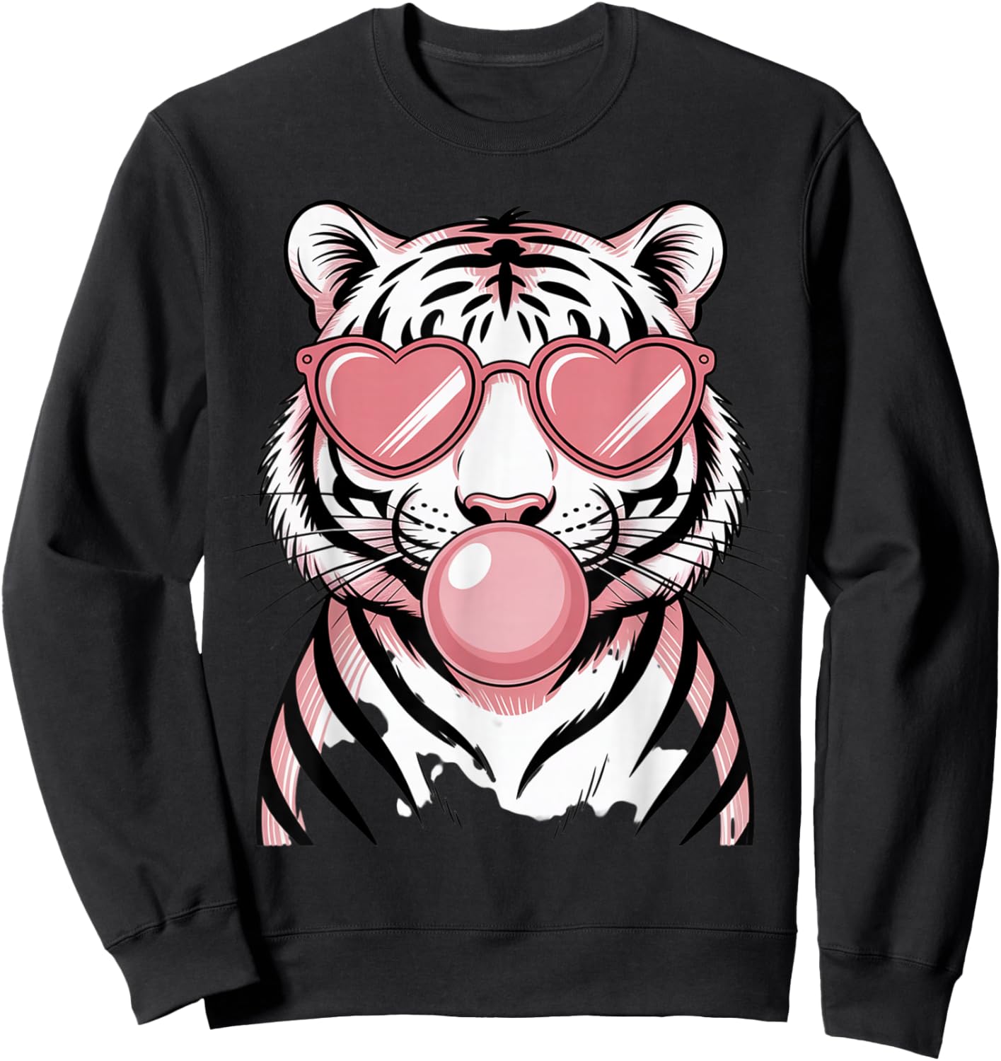 Cool Tiger in Sunglasses with Bubble Sweatshirt - Sweatshirt | Black