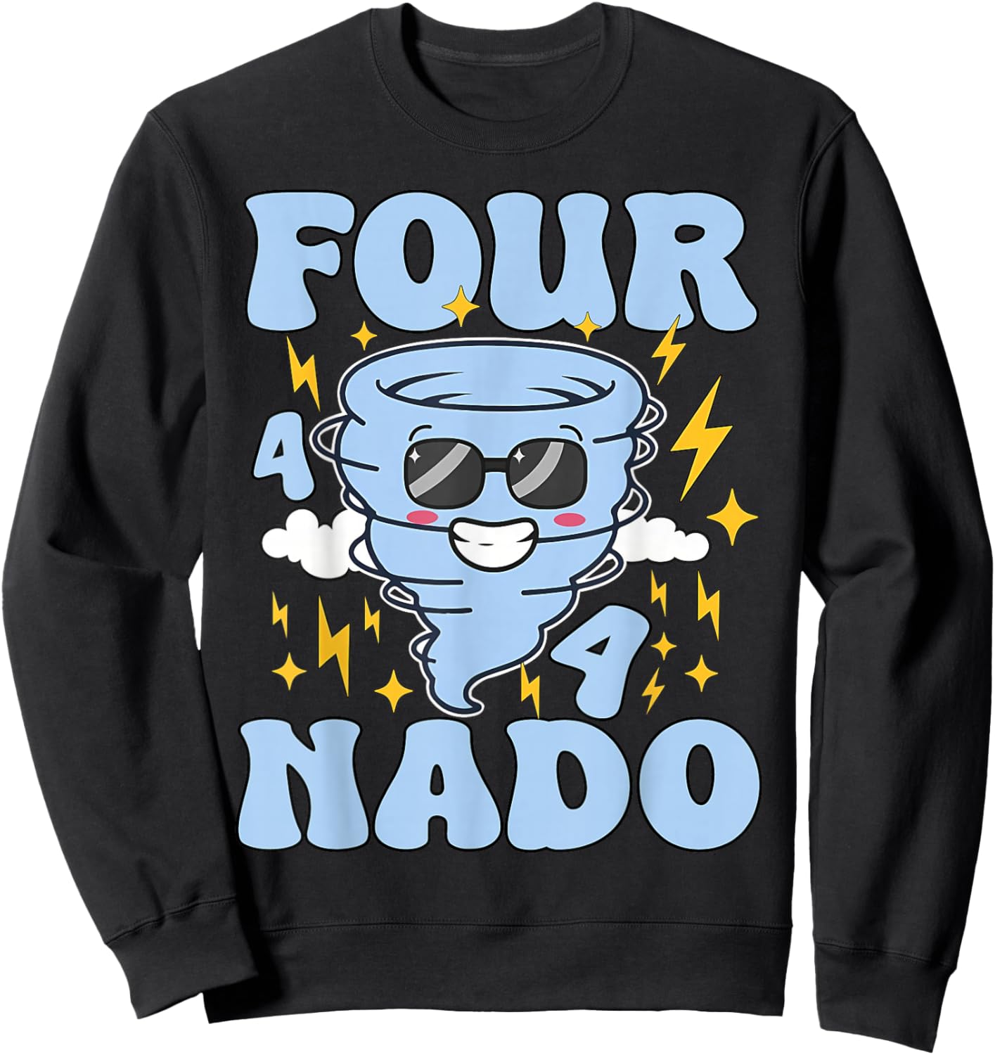 Four Nado Fournado 4th Birthday Tornado 4 Year Old Boys Kids Sweatshirt - Sweatshirt | Black