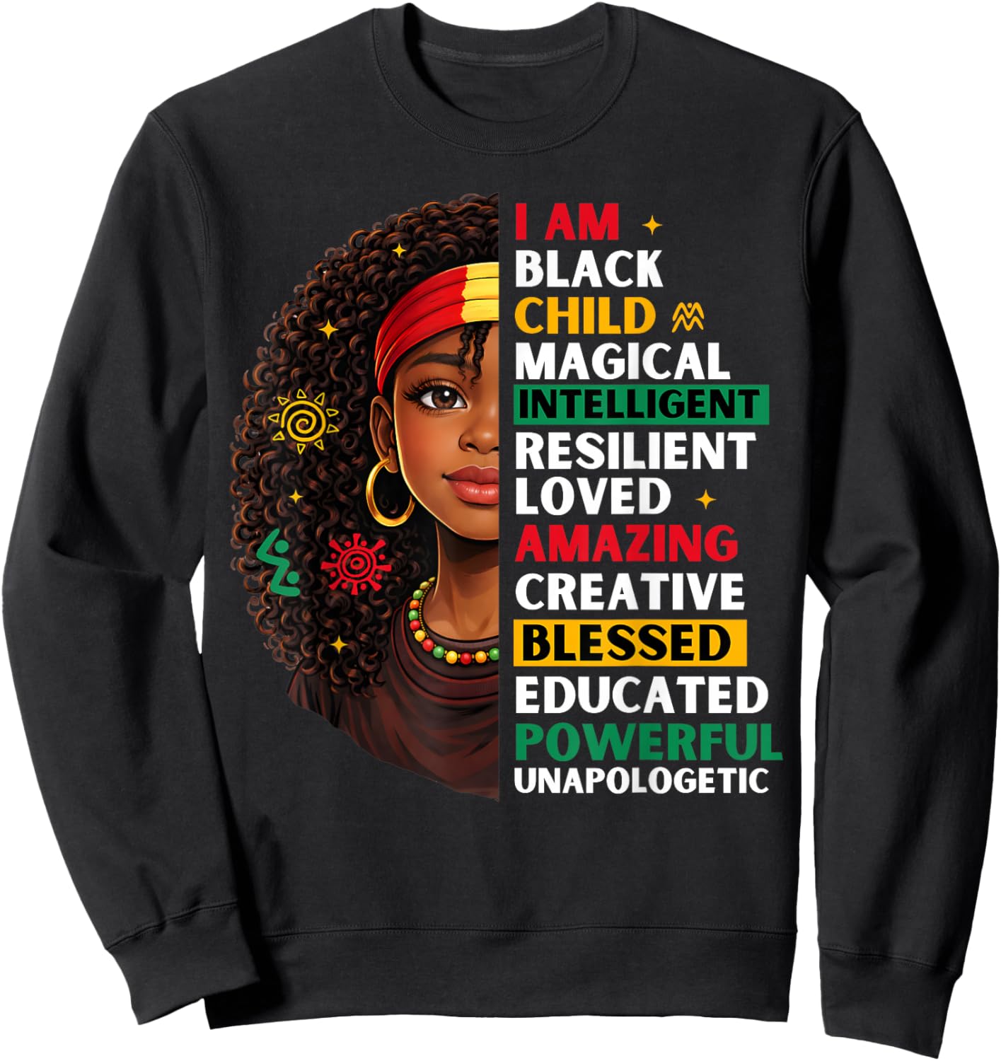 Black History Month African American Girls Kids Melanin Sweatshirt - Sweatshirt | Black