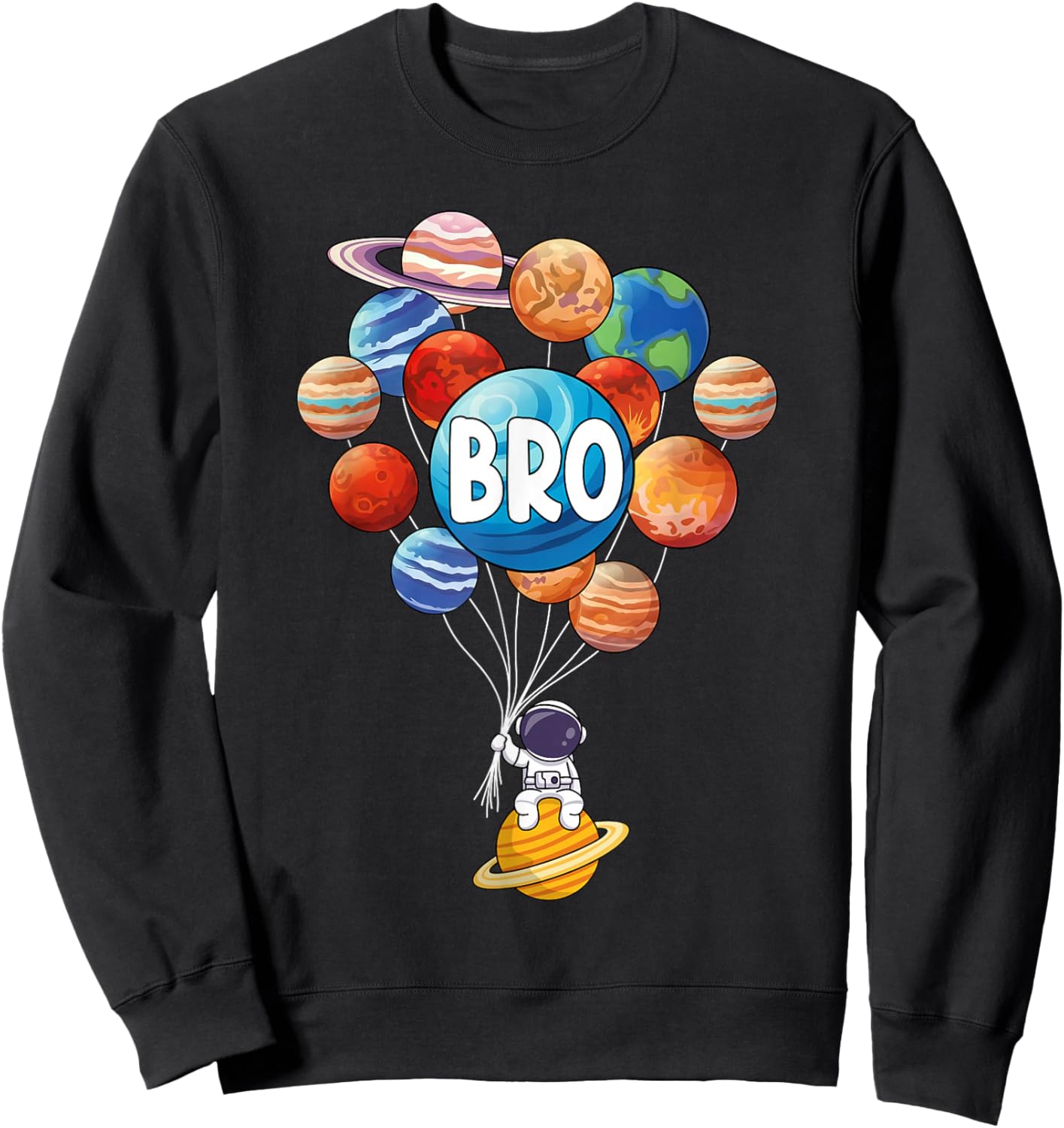Bro Brother Astronaut Planets STEM Space Family Matching Sweatshirt - Sweatshirt | Black