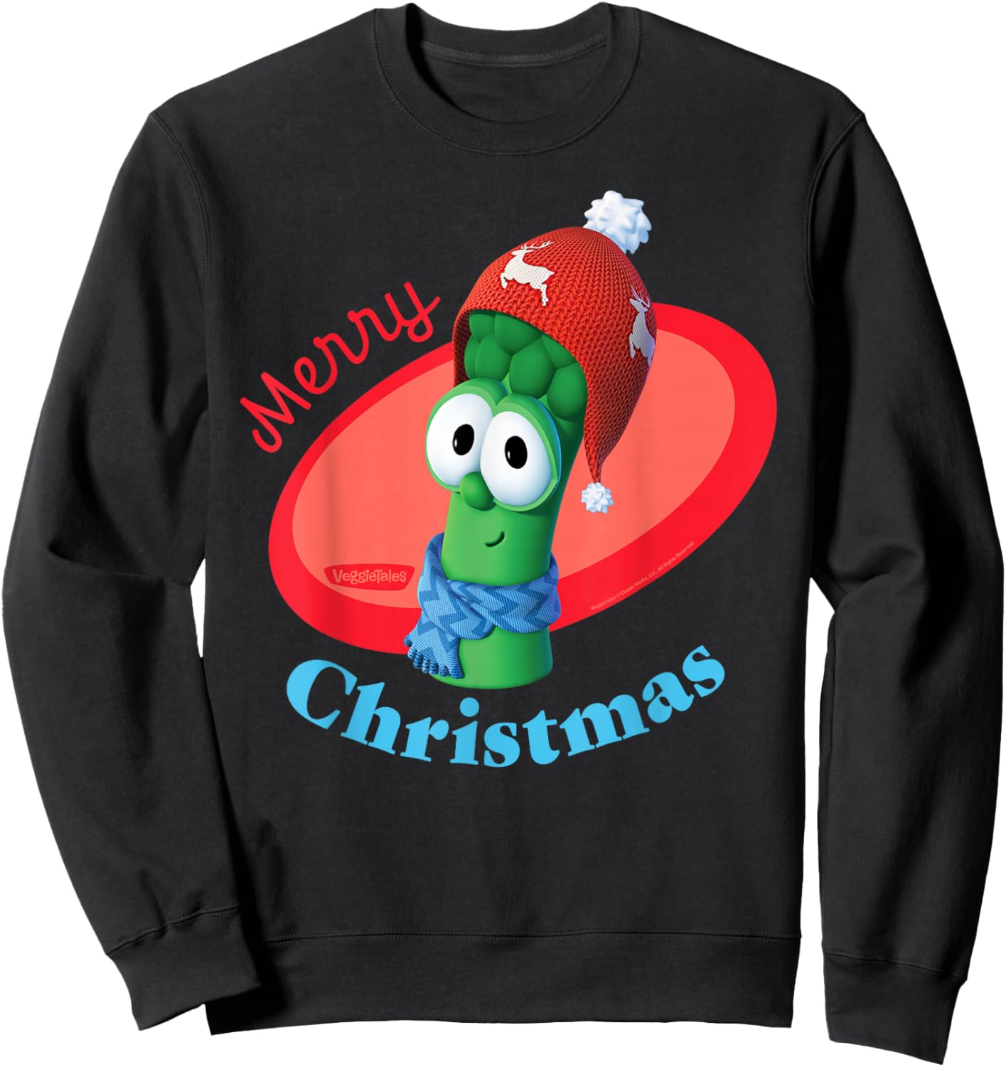 VeggieTales Merry Christmas Junior Asparagus Sweatshirt - Sweatshirt | Black