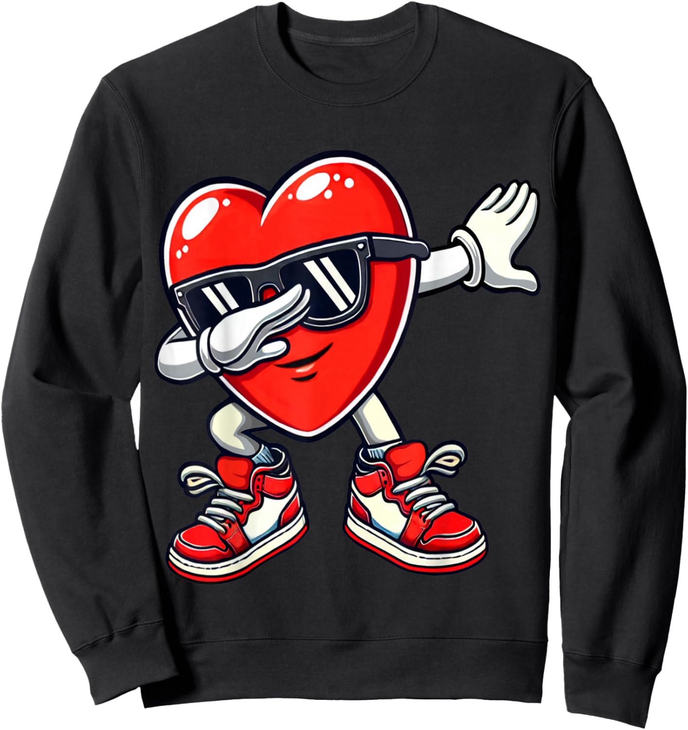 Valentine's Dabbing Heart Funny Gifts Kids Boys Girls Sweatshirt - Sweatshirt | Black