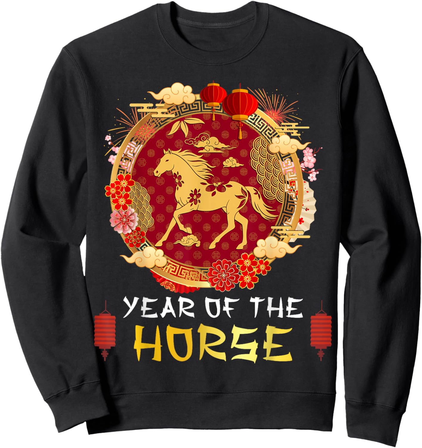 Chinese New Year 2026 Year of The Horse Chinese Zodiac Sweatshirt - Sweatshirt | Black
