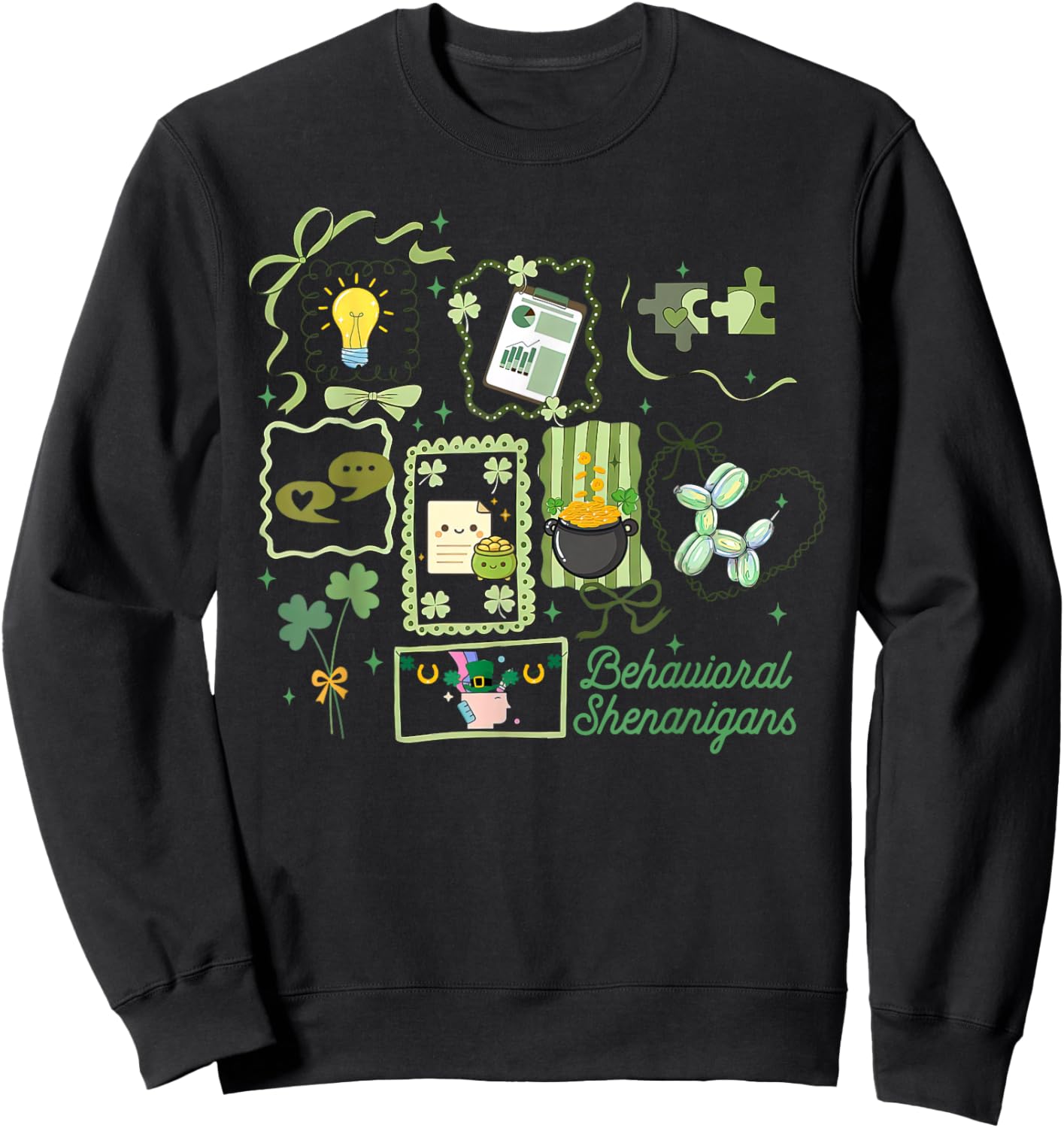 Stamp Behavior Therapy RBT ABA Therapist St Patrick's Day Sweatshirt - Sweatshirt | Black