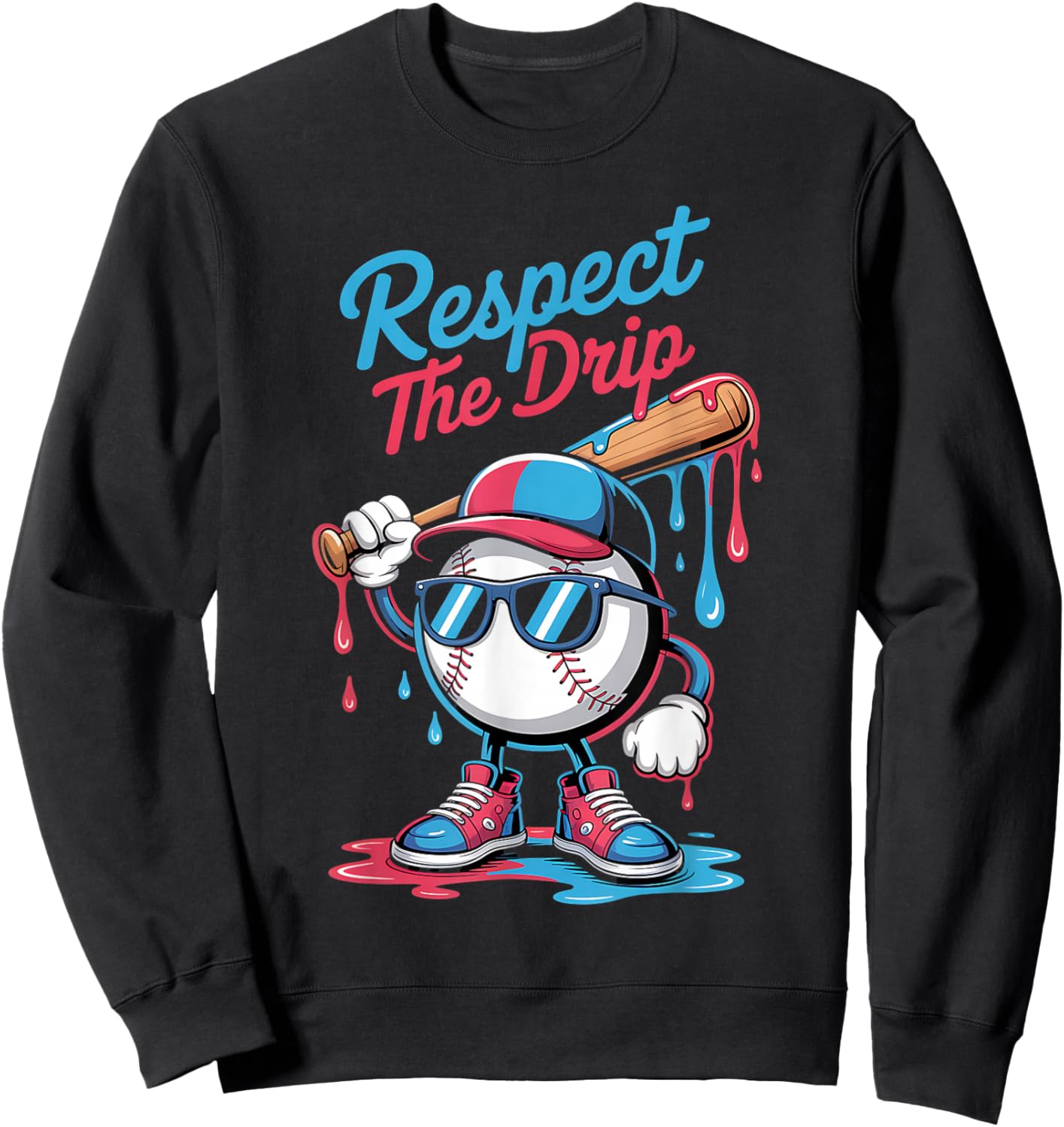 Respect The Drip Baseball Funny Youth Sweatshirt - Sweatshirt | Black