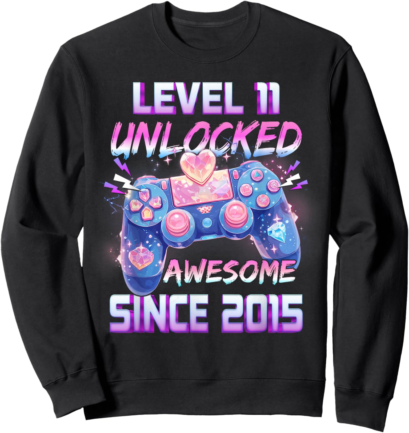 Girl Level 11 Unlocked Video Game 11th Birthday Sweatshirt - Sweatshirt | Black