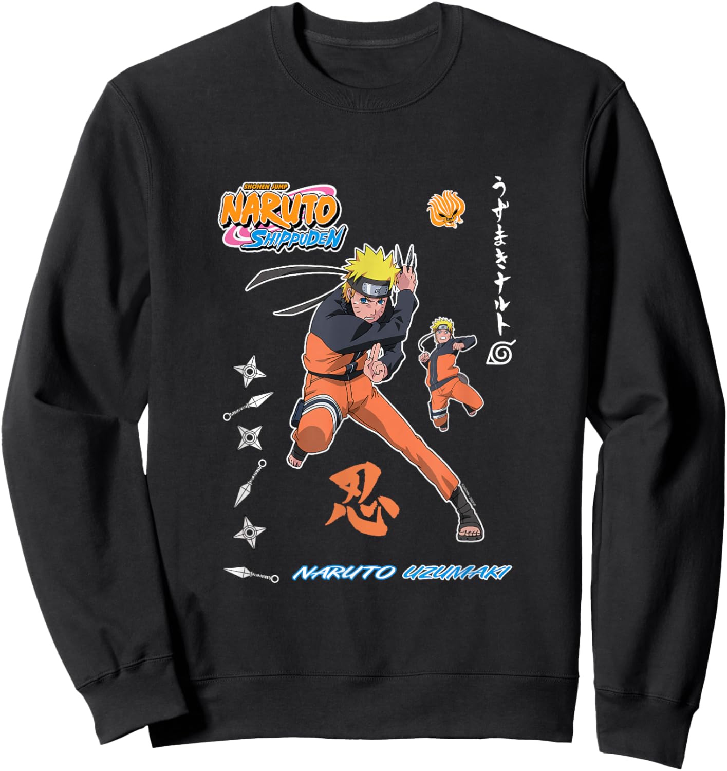 Naruto Shippuden Vintage Style Badge Sweatshirt - Sweatshirt | Black