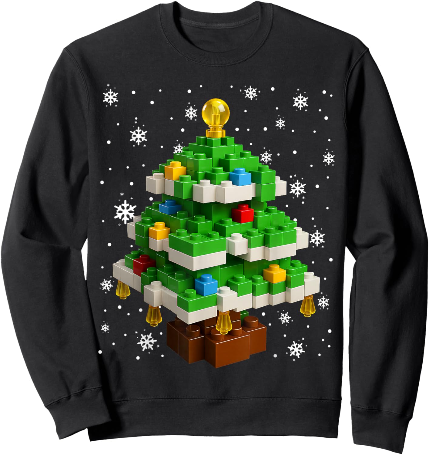 Merry Christmas PJS Blocks Building Christmas Tree Boys Kids Sweatshirt - Sweatshirt | Black