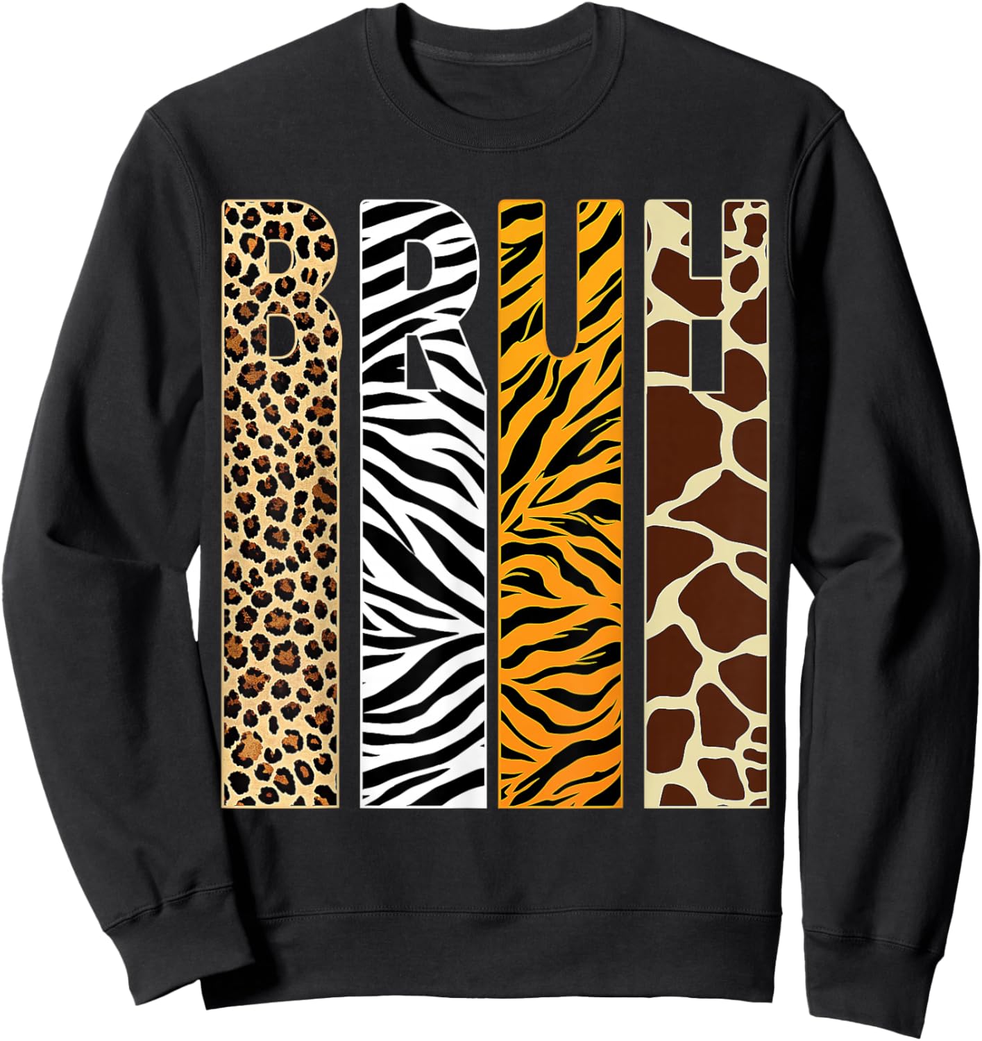 Bruh Boys Animal Print Clothes Kids Zoo Toddler Boy Sweatshirt - Sweatshirt | Black