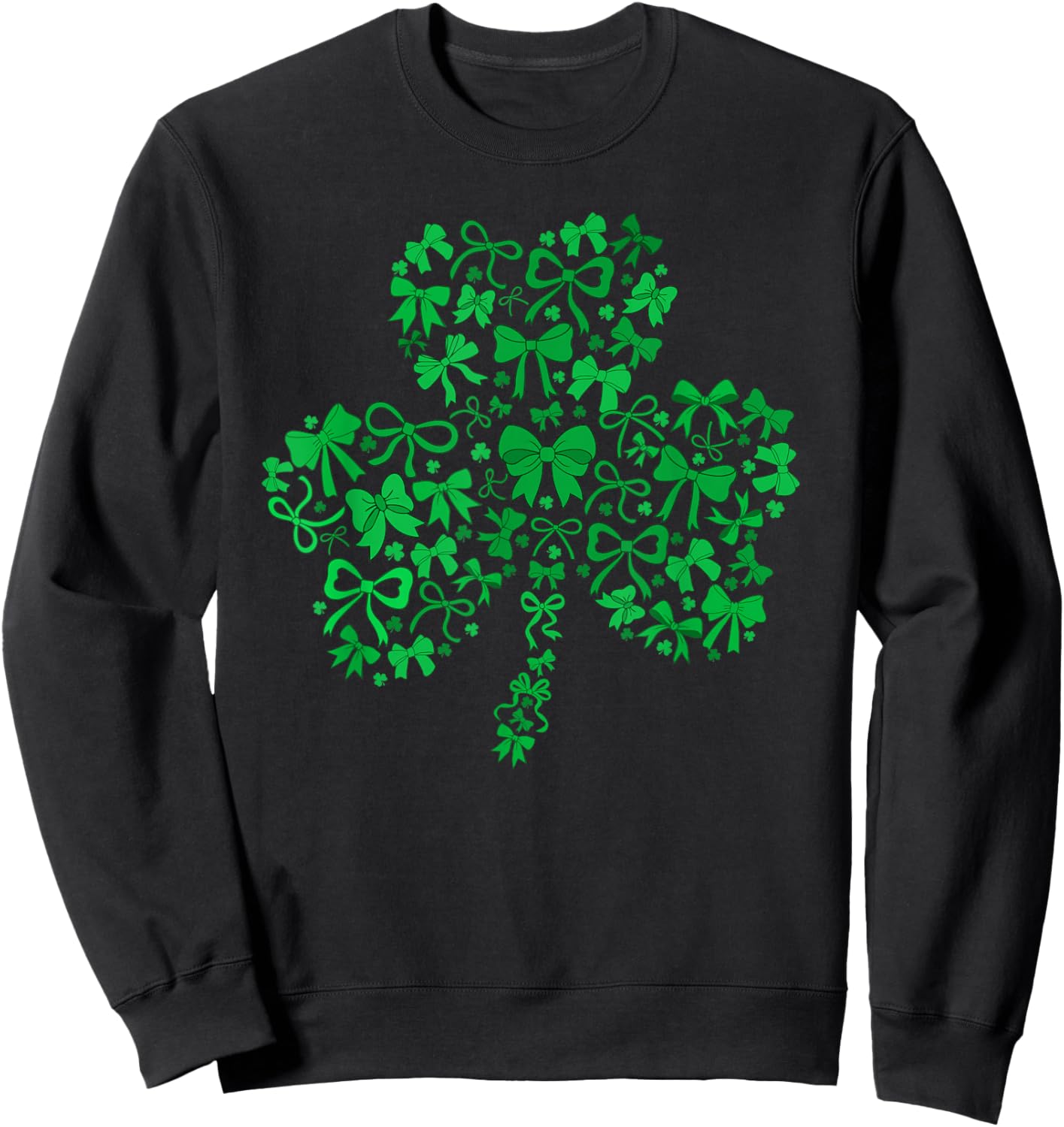 Coquette Bow St Patricks Day Lucky Shamrock Saint Pattys Day Sweatshirt - Sweatshirt | Black