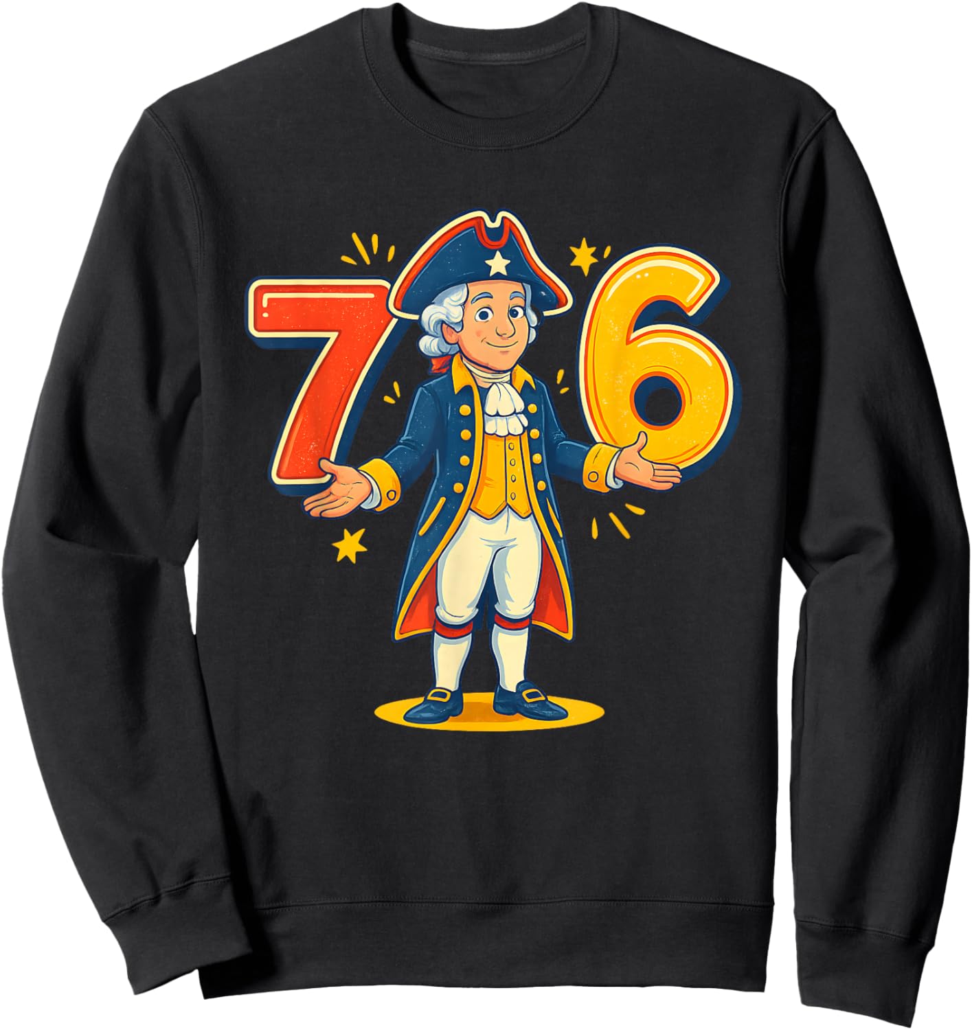 6 7 Funny George Washington Six Seven Meme History Patriotic Sweatshirt - Sweatshirt | Black