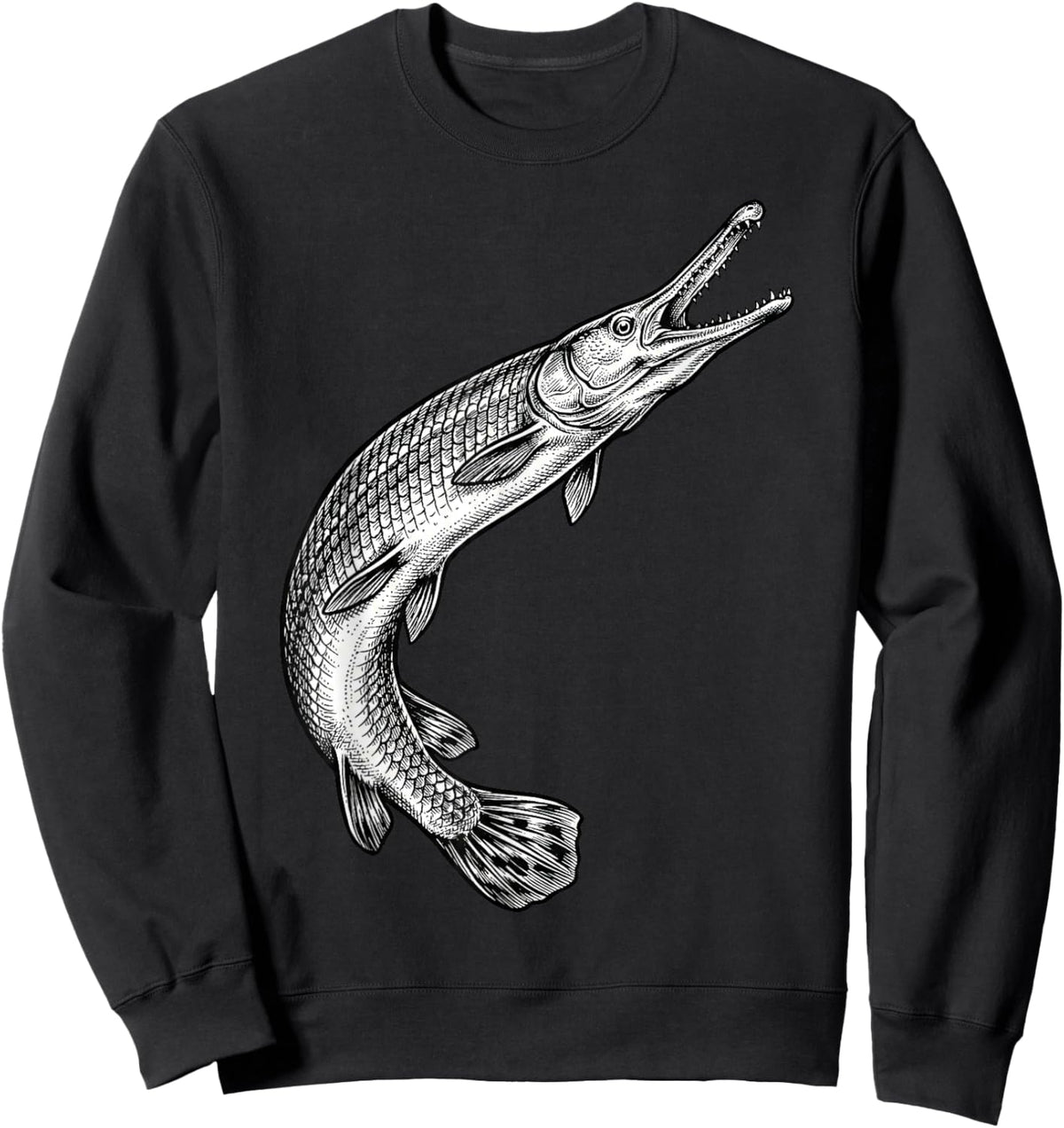 Vintage Alligator Gar Fish Fishing Fisherman Angler Sweatshirt - Sweatshirt | Black