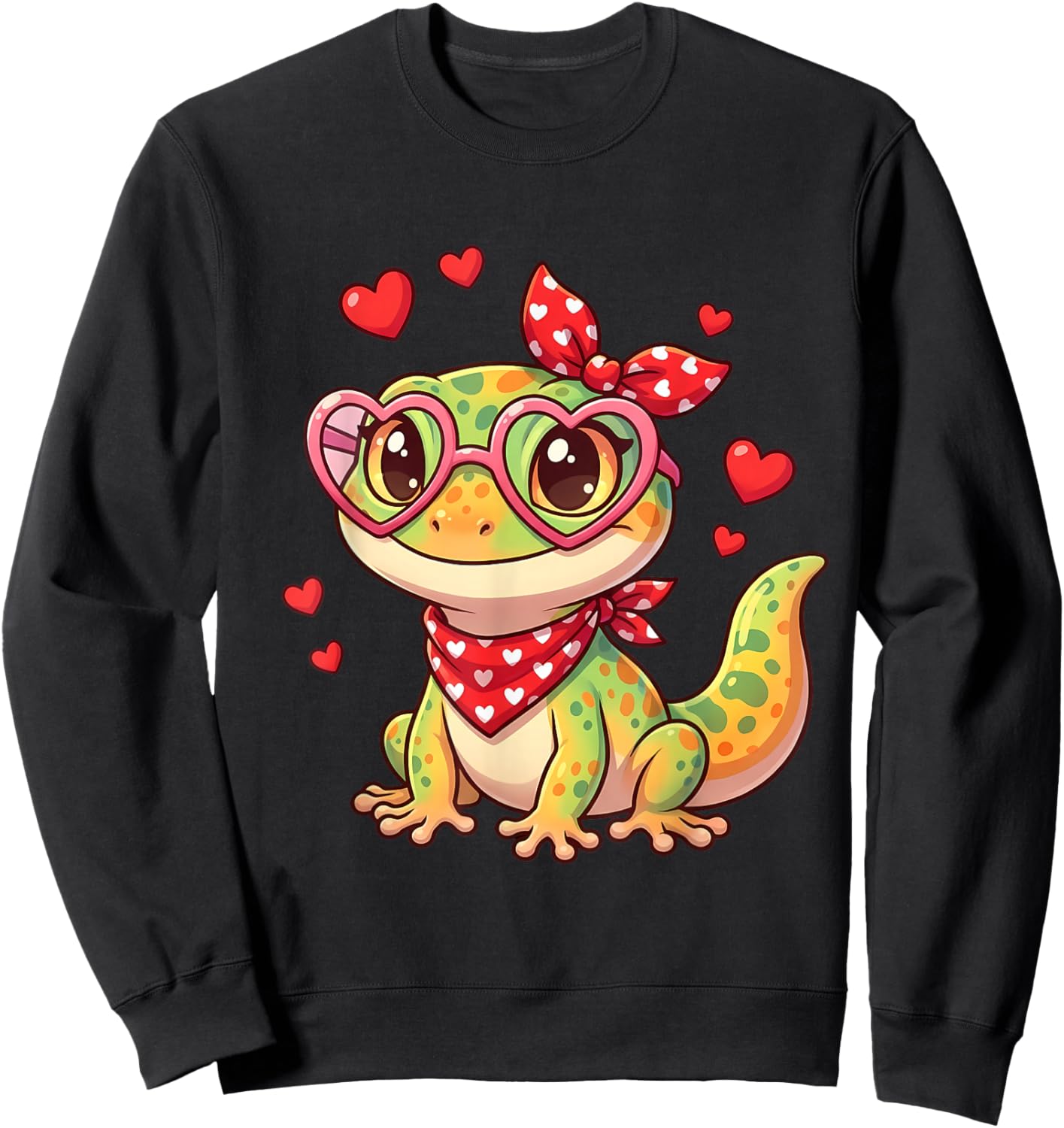 Cute Little Gecko Hearts for Gecko Lovers and Couples Sweatshirt - Sweatshirt | Black
