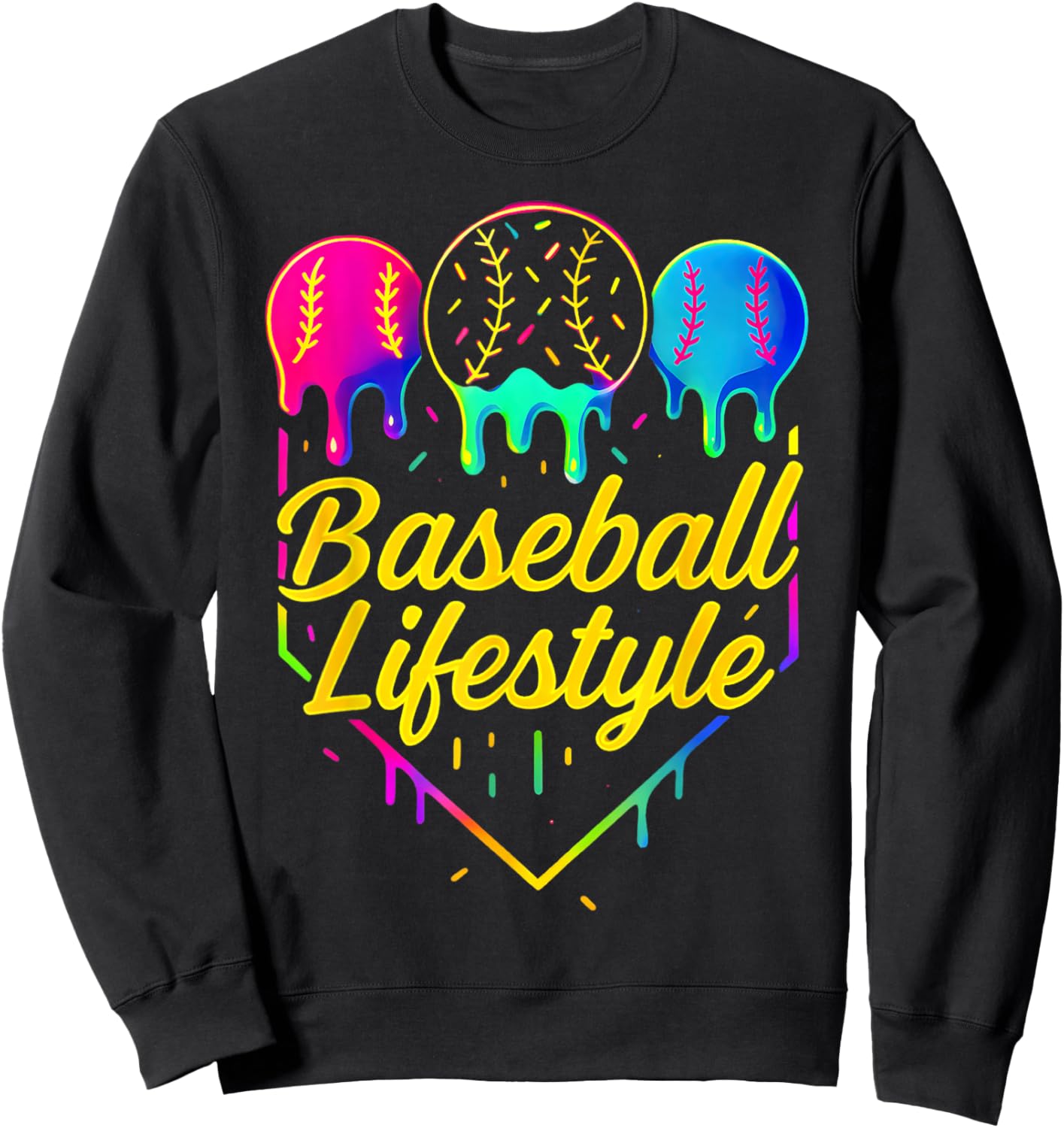 Baseball Life Style 101 Apparel Youth Drip Baseball Sweatshirt - Sweatshirt | Black