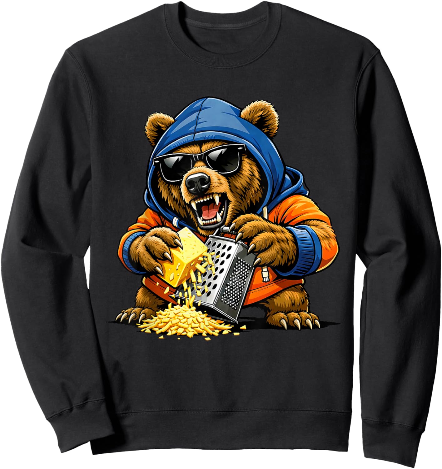 Funny Bear Grating Cheese Graphic Women Kids Sweatshirt - Sweatshirt | Black