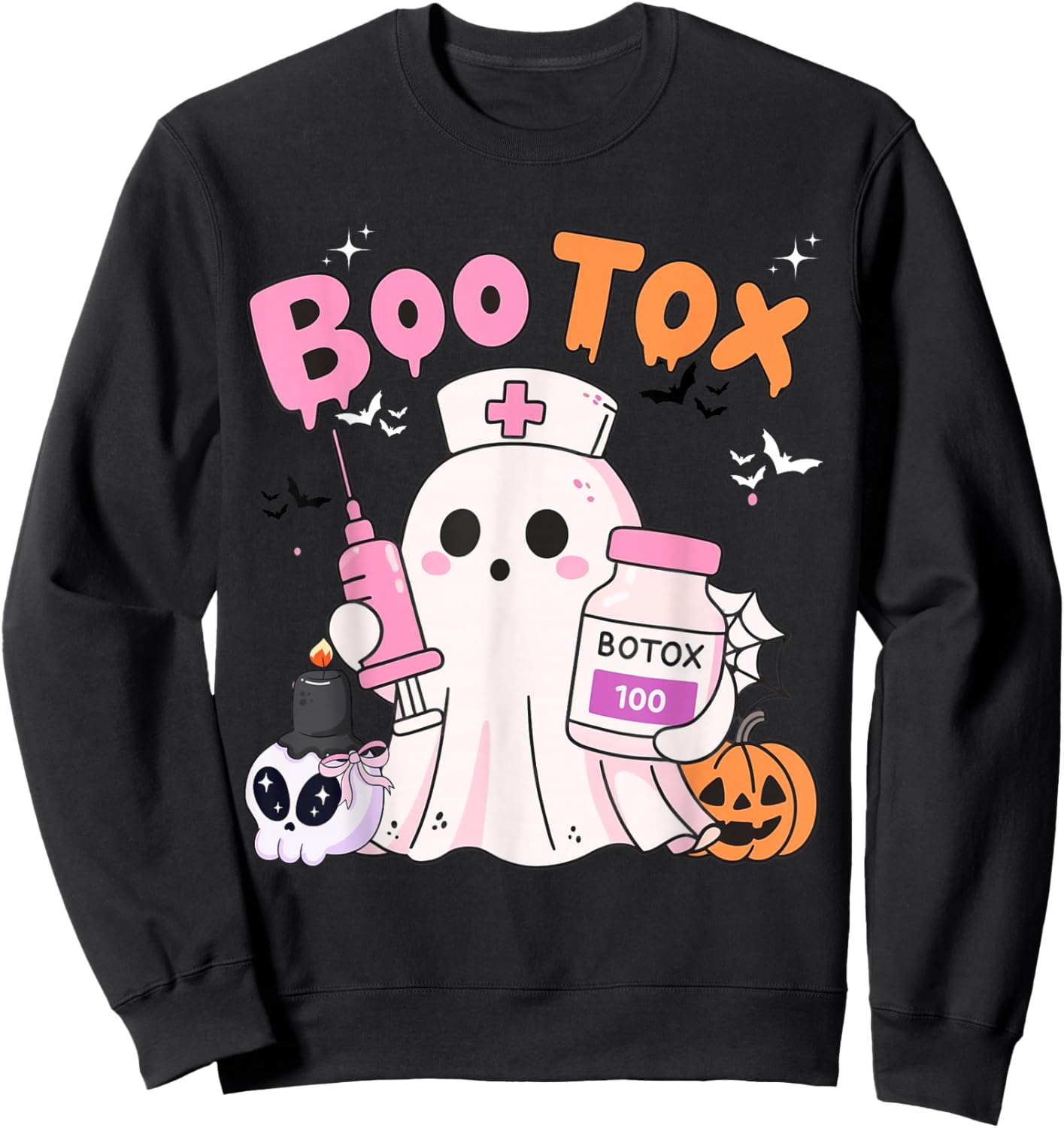 Boo Tox Nurse Ghost Filler Botox Halloween Aesthetic Sweatshirt - Sweatshirt | Black