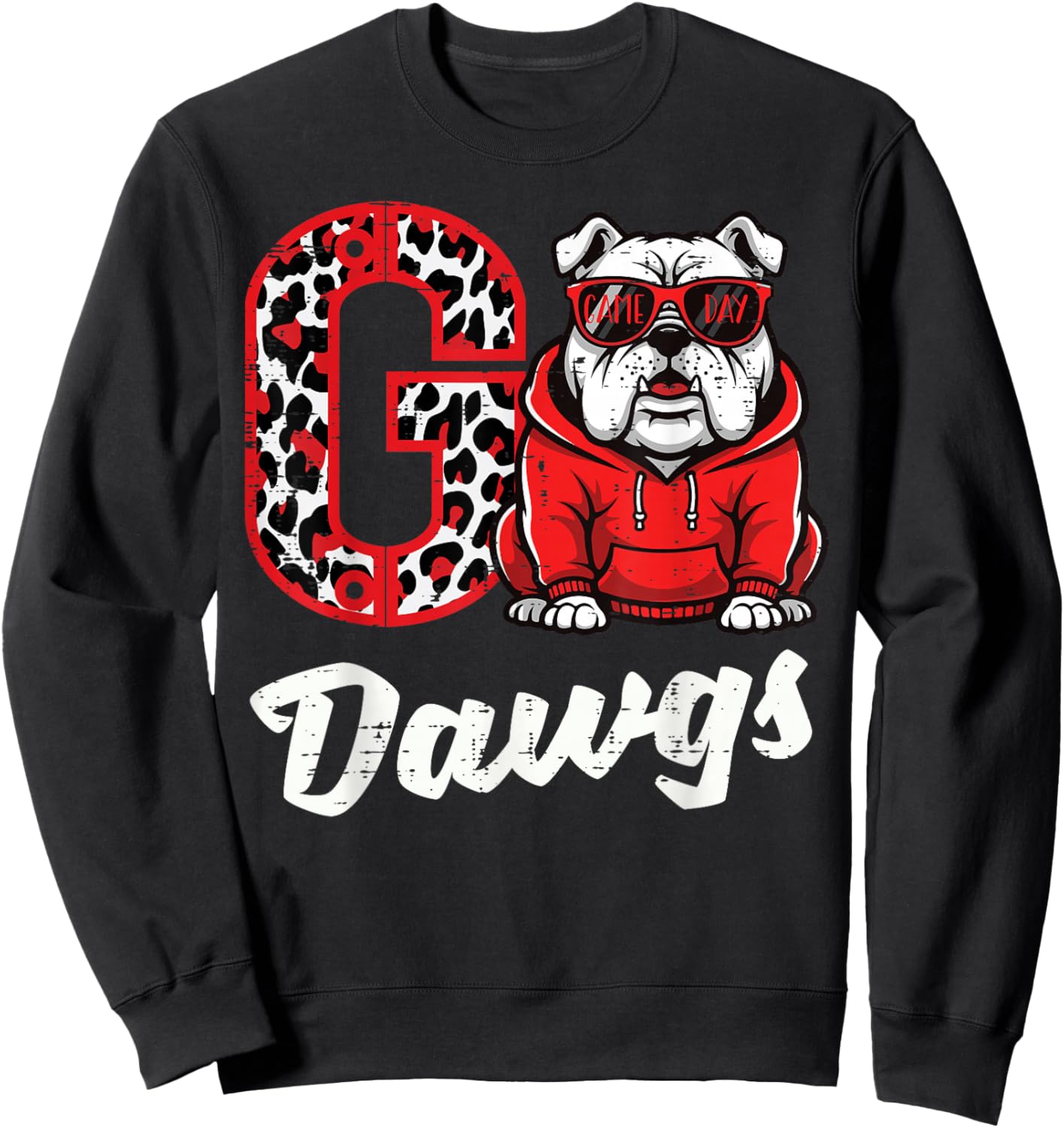 Bulldog Go Dawgs Men Women Kids Boys Youth Girls Teen Sweatshirt - Sweatshirt | Black