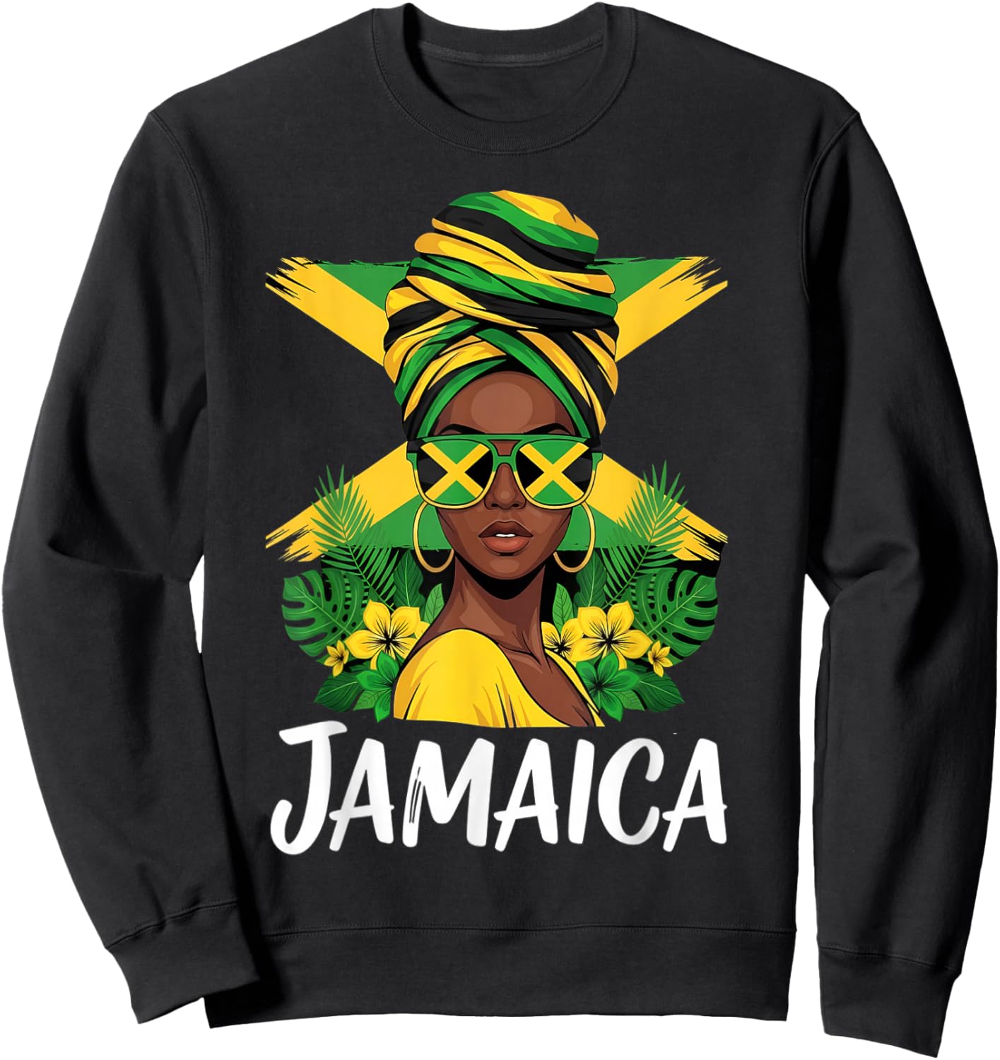 Proud Jamaican Afro Black History Month Woman Jamaica Flag Sweatshirt - Sweatshirt | Black