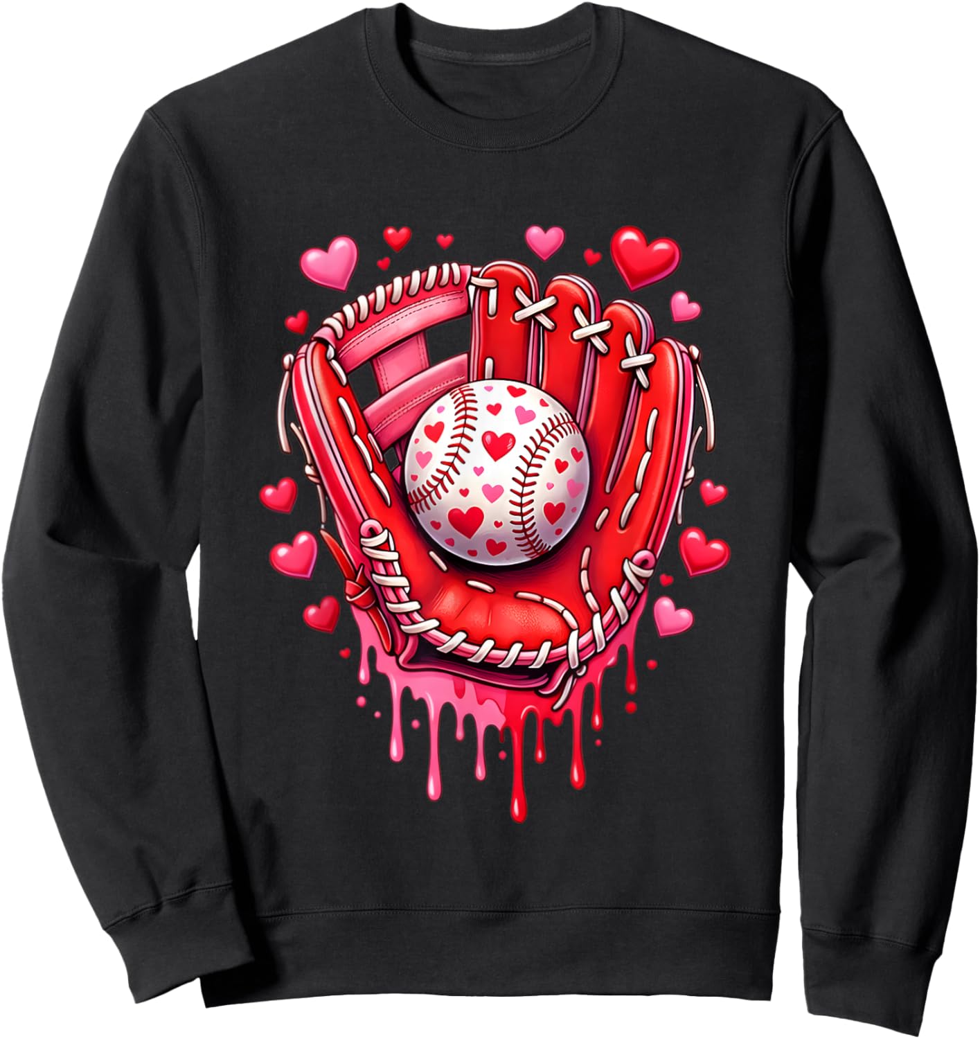 Baseball Drip Ice Cream Sprinkles Valentines Day Baseball Sweatshirt - Sweatshirt | Black