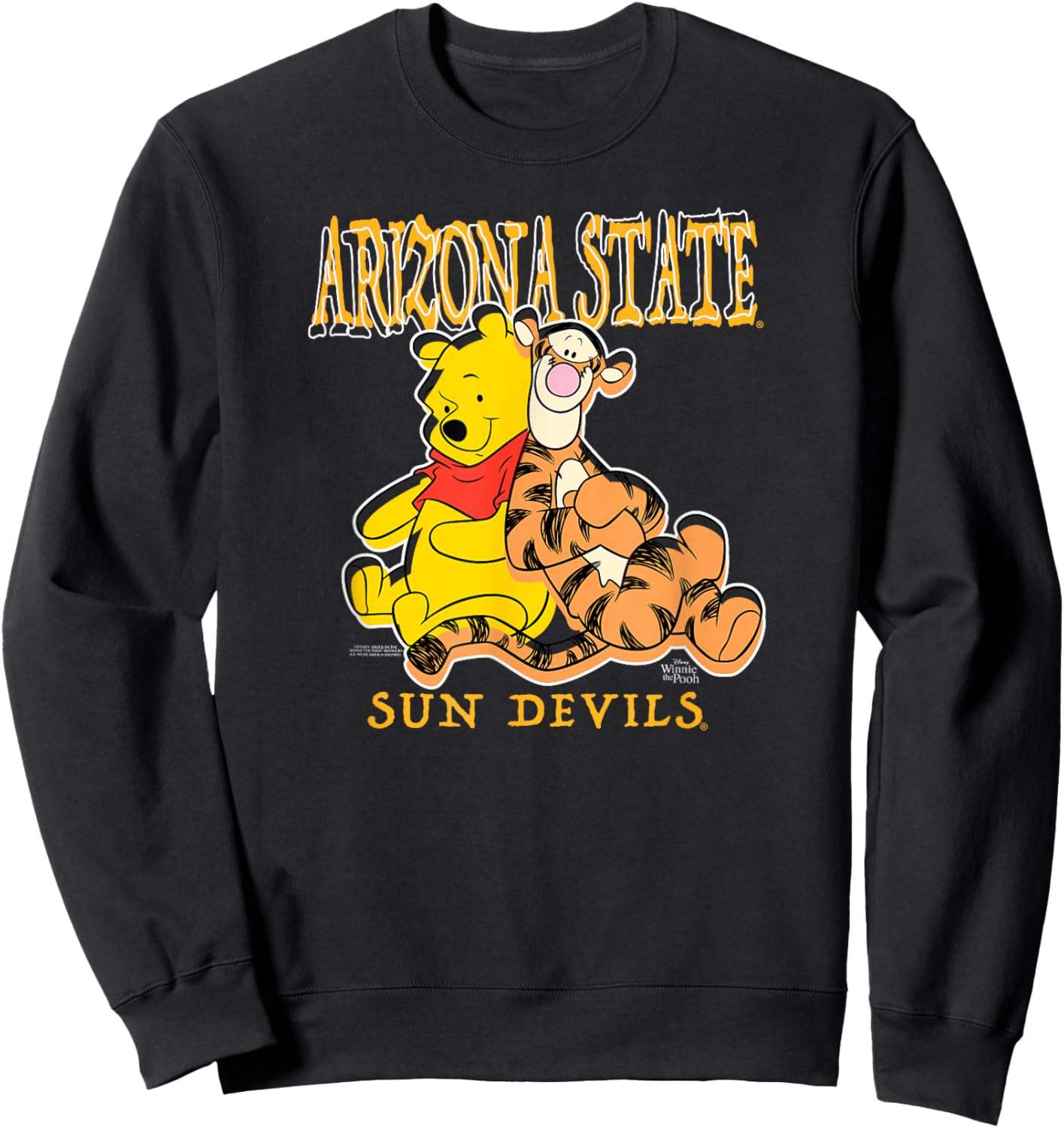 Arizona State Sun Devils Winnie The Pooh and Tigger Dk Gray Sweatshirt - Sweatshirt | Black