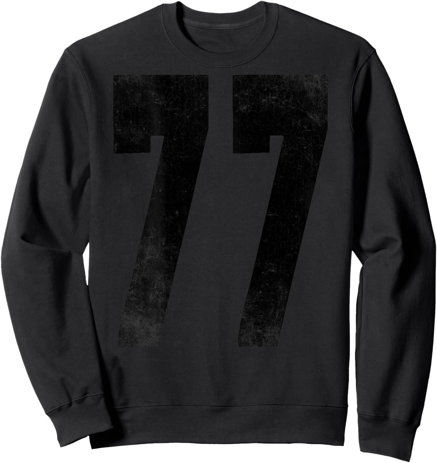 Number 77 Print On Back of Shirt Number #77 Numbered Sweatshirt - Sweatshirt | Black