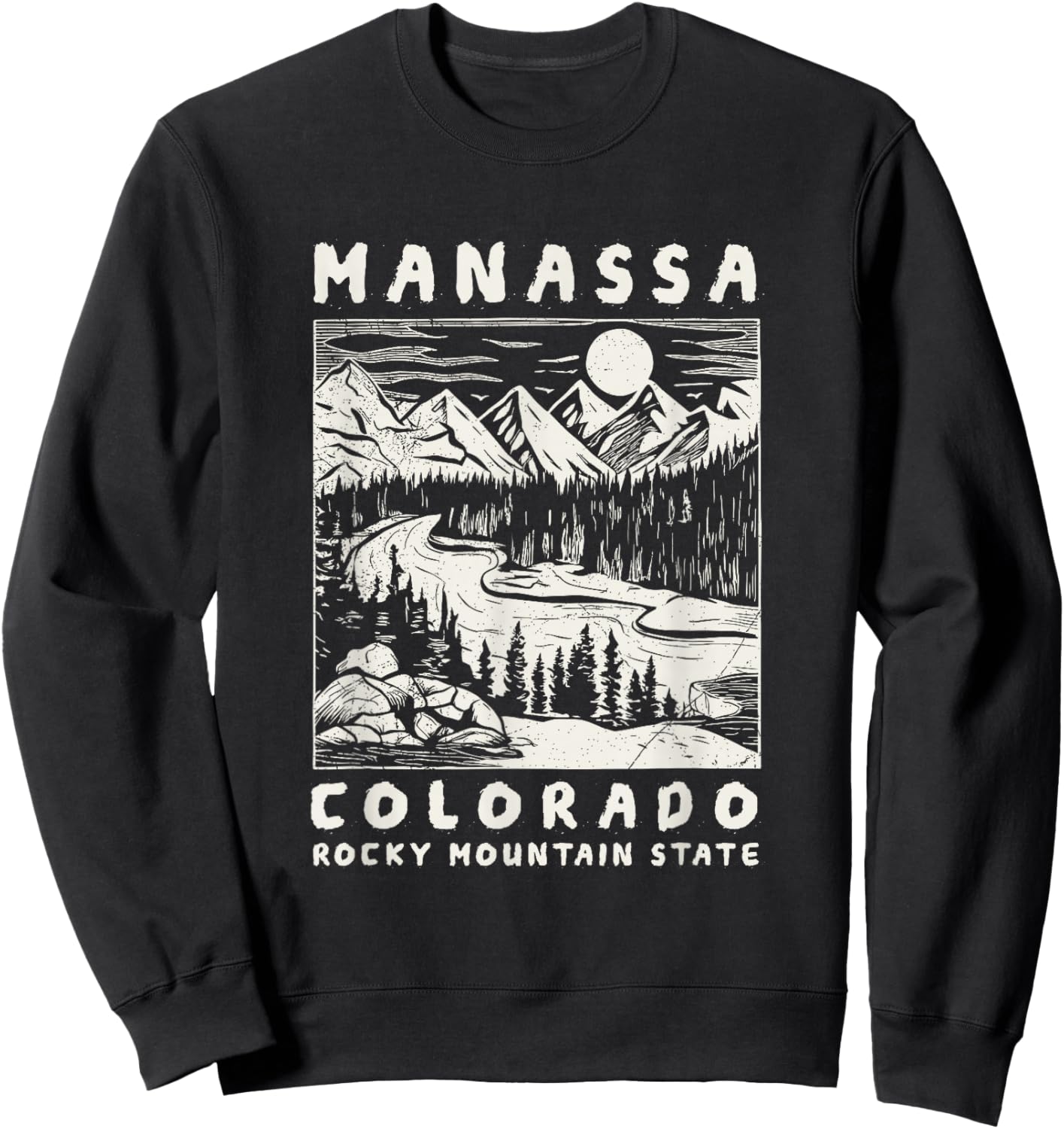Manassa, Colorado Mountain Wildnerness Nature Design Sweatshirt - Sweatshirt | Black