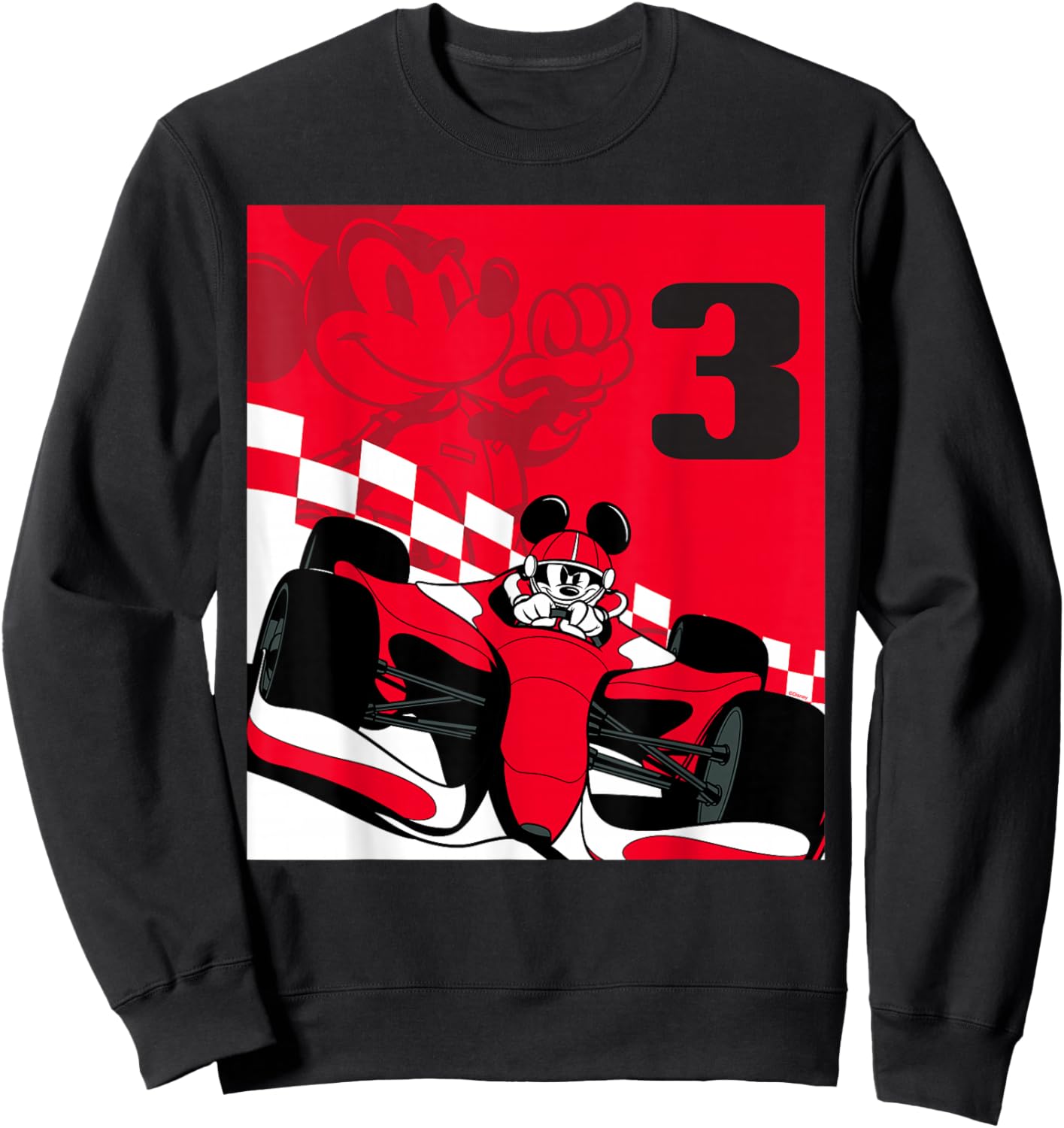 Disney Racing 3rd Birthday 3 Years Old Mickey Mouse Race Car Sweatshirt - Sweatshirt | Black
