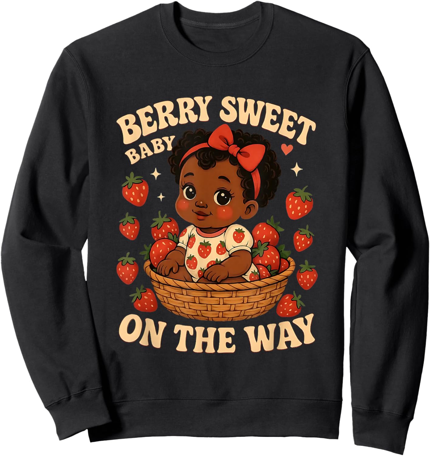 Berry Sweet Baby On The Way Black Girl Kid Baby Shower Sweatshirt - Sweatshirt | Black