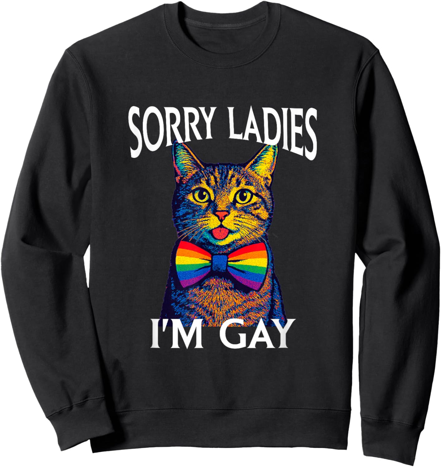 Sorry Ladies I'm Gay Pride LGBTQ Funny Rainbow Cat Men Women Sweatshirt - Sweatshirt | Black