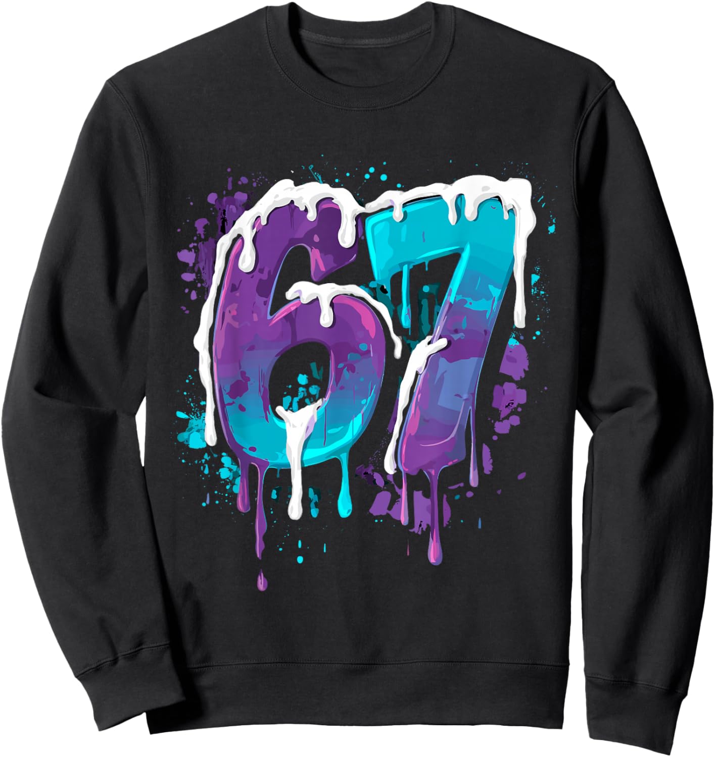 Baseball Drip Number 67 Player Or 67th Birthday Sweatshirt - Sweatshirt | Black