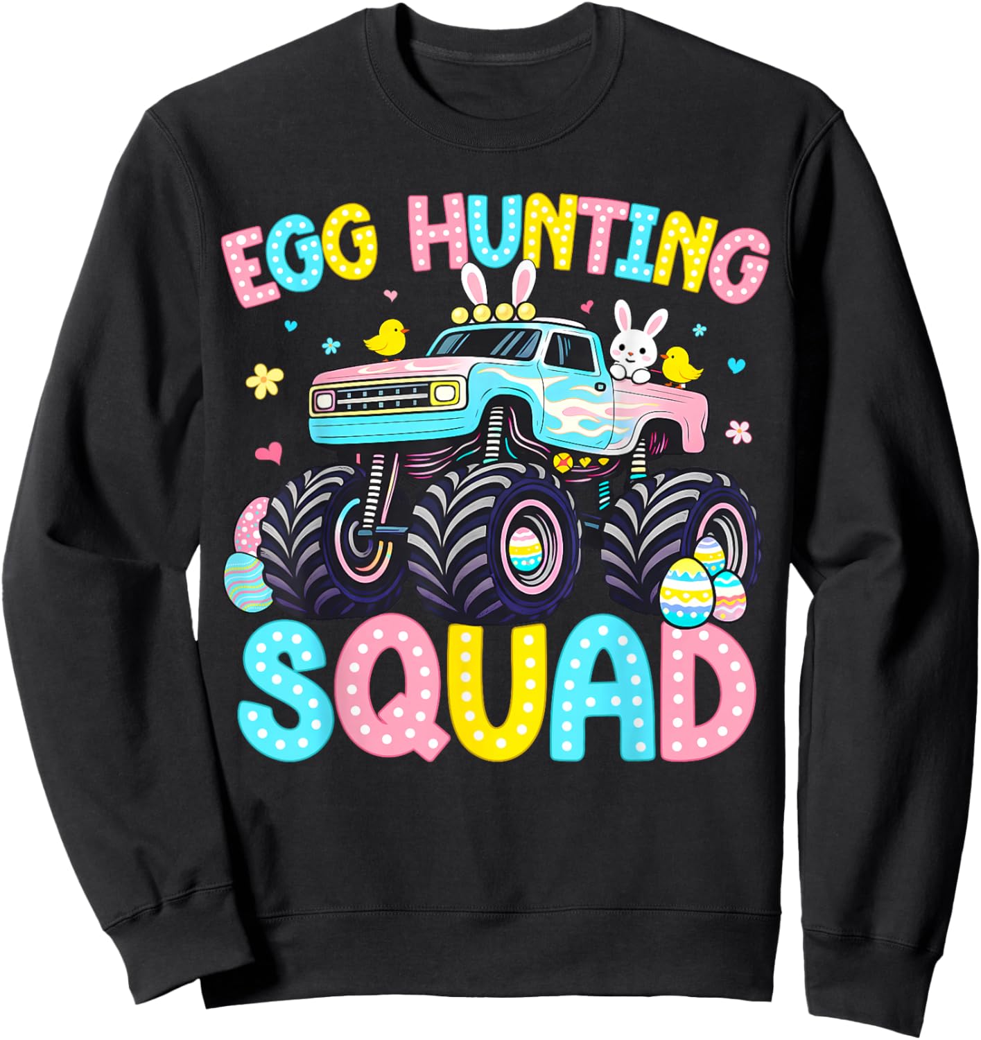 Egg Hunting Squad for Kids Toddler Boys Girls Easter Day Sweatshirt - Sweatshirt | Black