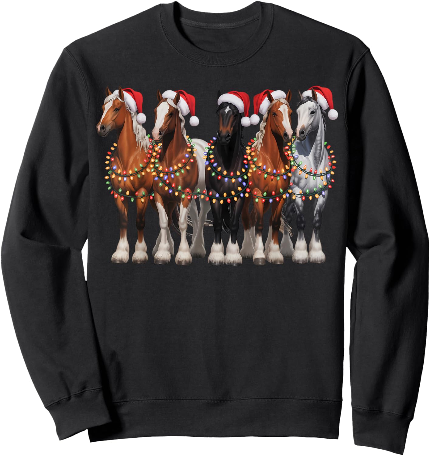 Christmas Horse Riding Xmas Equestrian Kids Women Men Girls Sweatshirt - Sweatshirt | Black