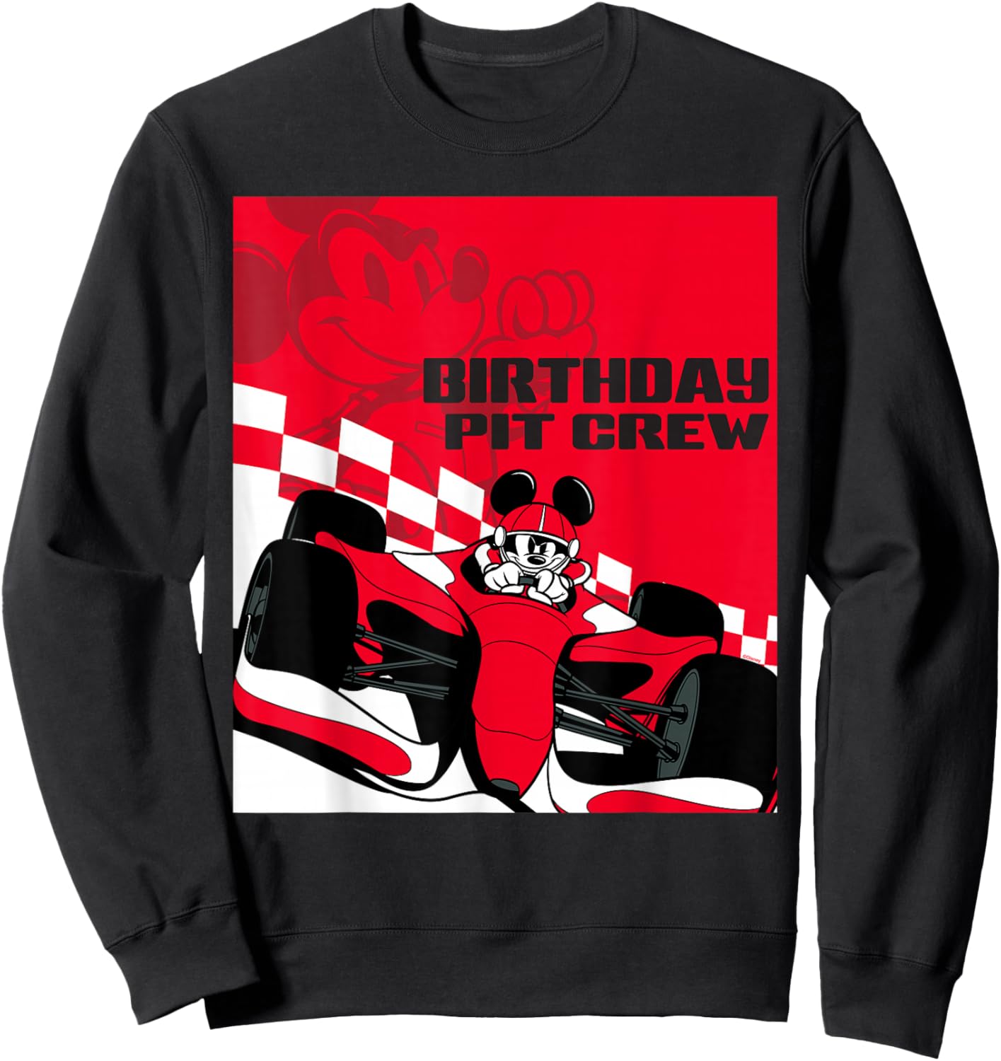 Disney Racing Birthday Pit Crew Mickey Mouse Race Car Party Sweatshirt - Sweatshirt | Black