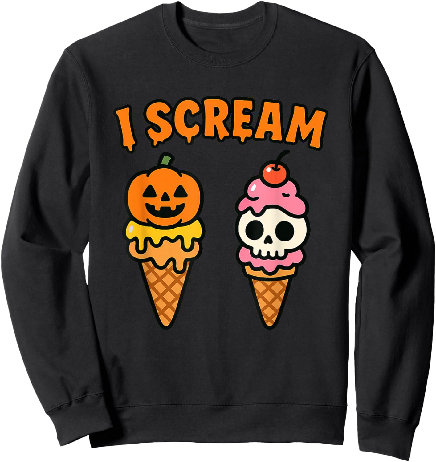 I Scream Ice Cream Ghost Halloween Costume Sweatshirt - Sweatshirt | Black