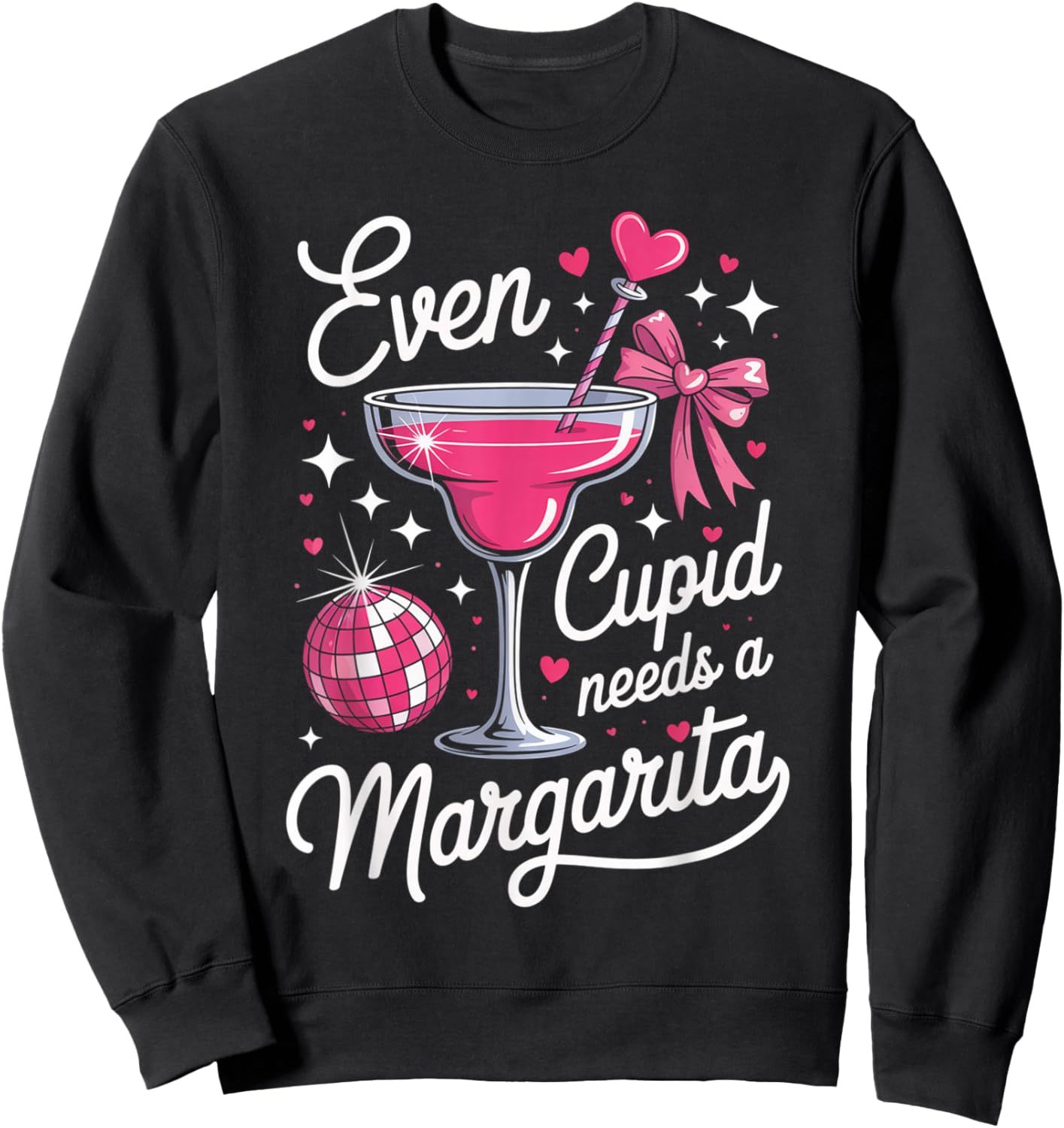 Even Cupid Needs A Margarita Valentine´s Day Sweatshirt - Sweatshirt | Black