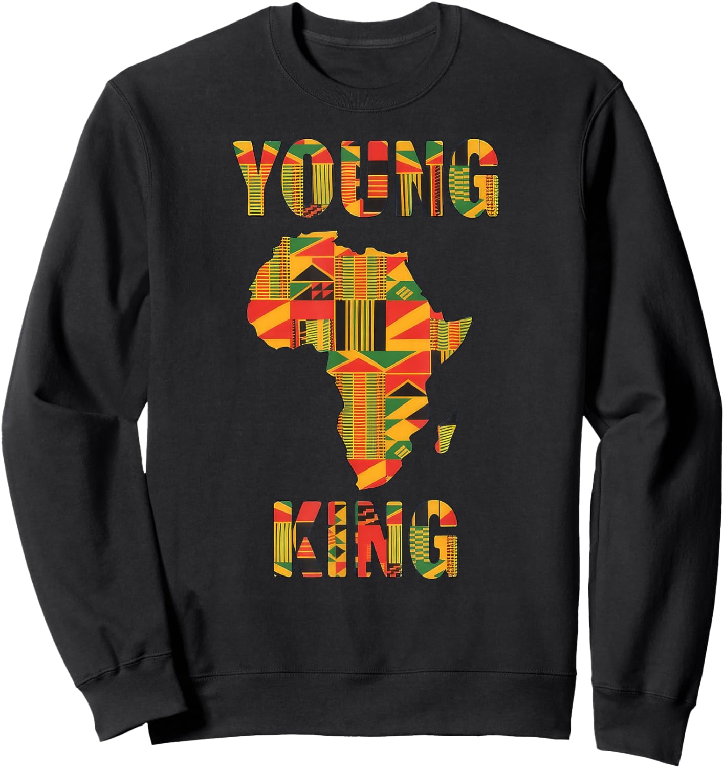 Young King African Kente Art Black History Month Sweatshirt - Sweatshirt | Black