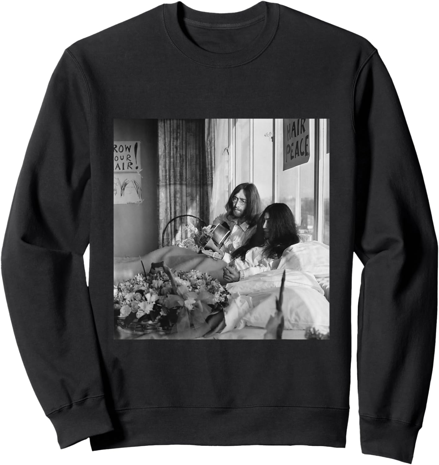 The Beatles John Lennon Yoko ONO Anti-War Bed-in 1969 Sweatshirt - Sweatshirt | Black