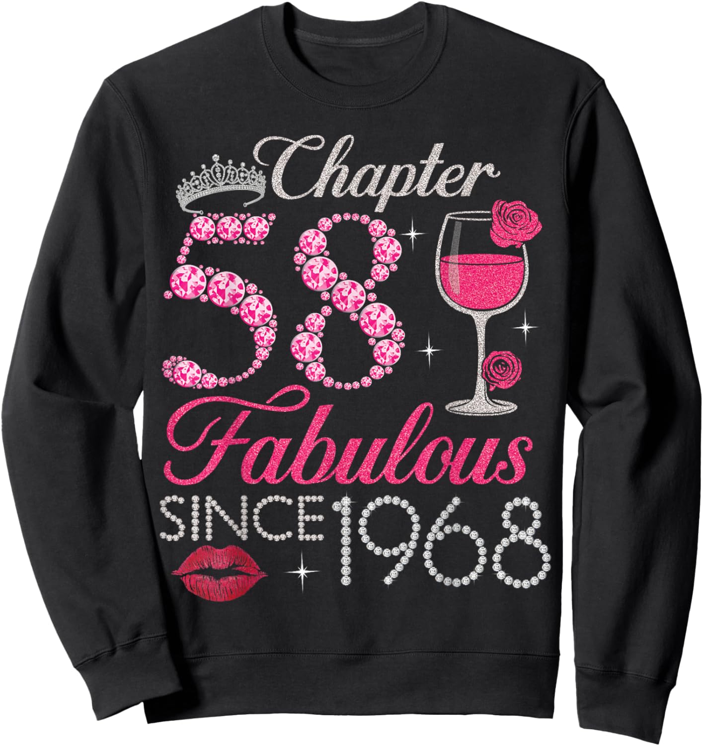 Vintage Chapter 58 Fabulous Since 1968 Birthday Gifts Sweatshirt - Sweatshirt | Black
