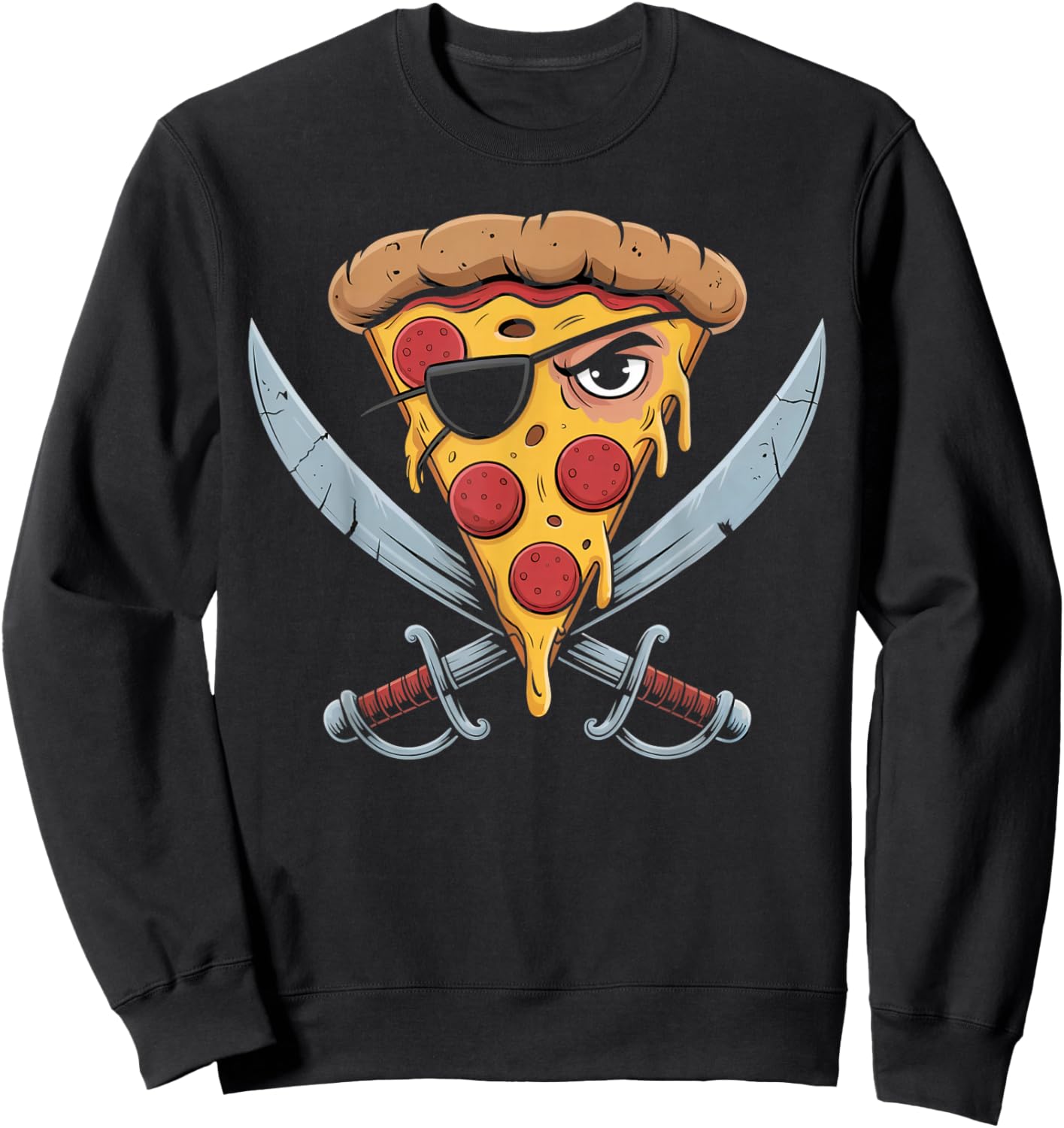 I Love Pizza Slice of Pizza Costume Pirate Pizza Sweatshirt - Sweatshirt | Black