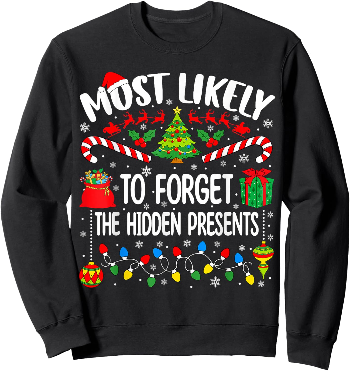 Most Likely to Forget The Hidden Presents Matching Christmas Sweatshirt - Sweatshirt | Black