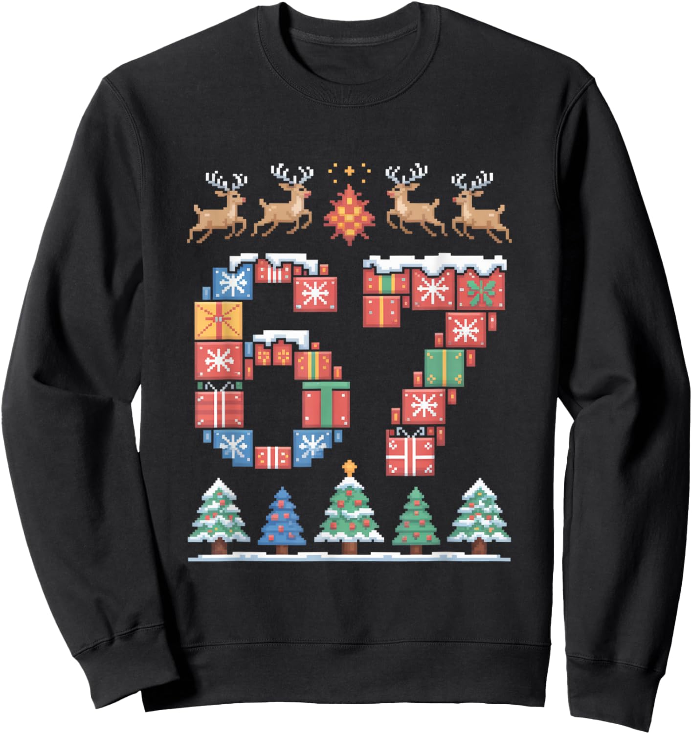 Christmas 67 Funny Xmas Six Seven Ugly Sweater 6-7 Sweatshirt - Sweatshirt | Black