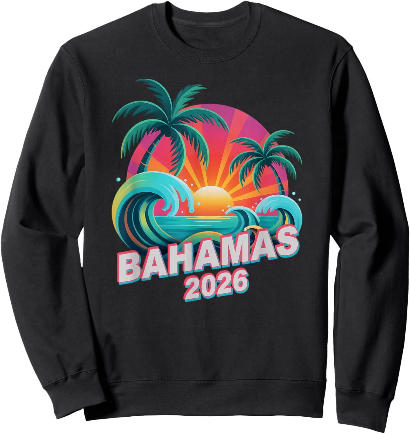 Kids Bahamas 2026 Trip Beaching Vacay Matching All Girls Sweatshirt - Sweatshirt | Black