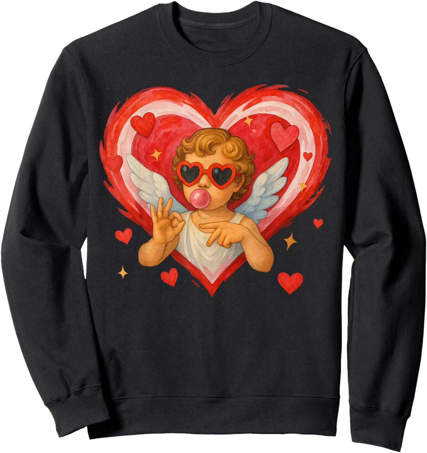 Funny 6 7 Meme Heart Cupid Says Six Seven 67 Valentine’s Day Sweatshirt - Sweatshirt | Black