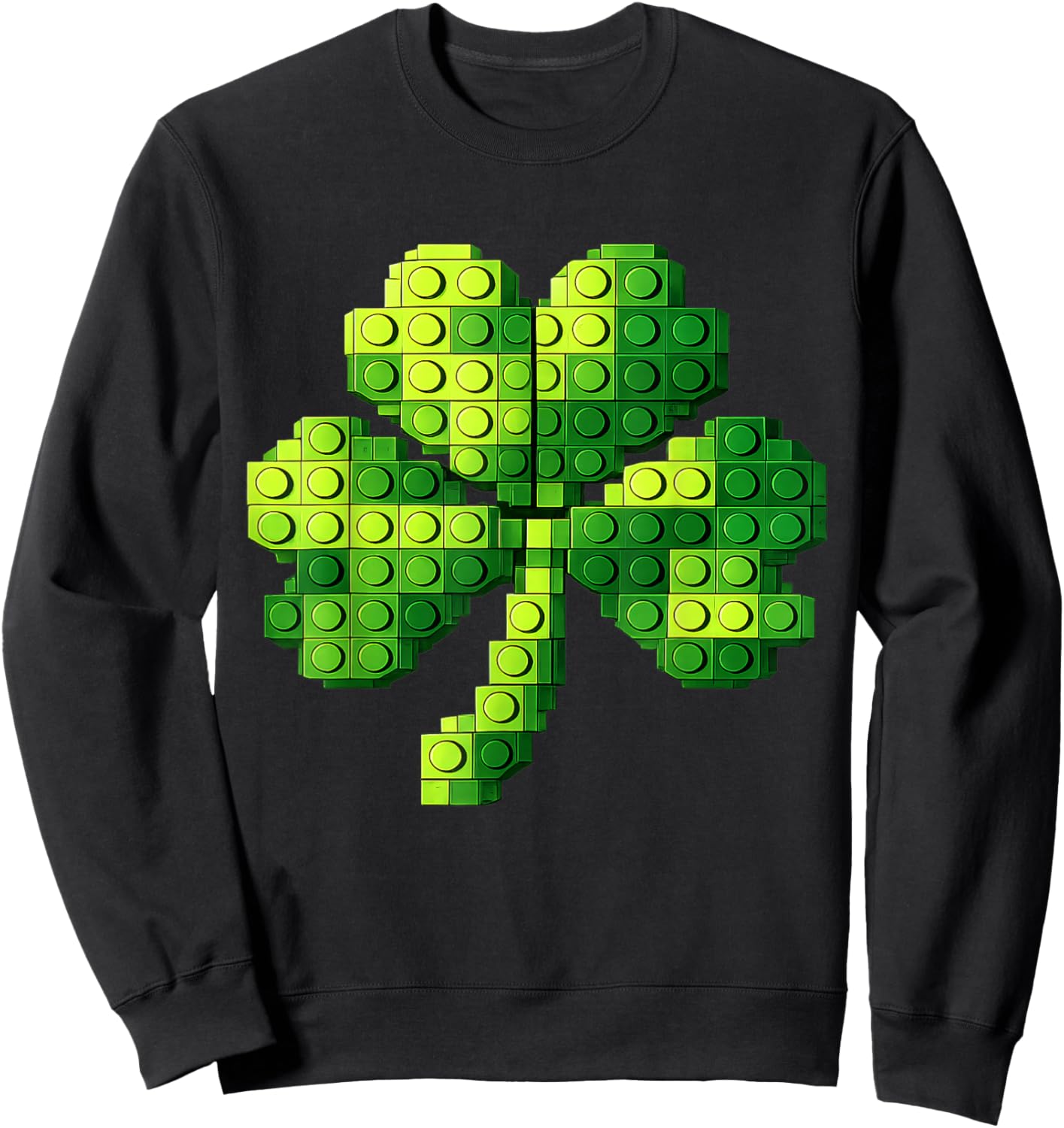 Funny Building Shamrock Blocks St Patricks Day Kids Boys Sweatshirt - Sweatshirt | Black