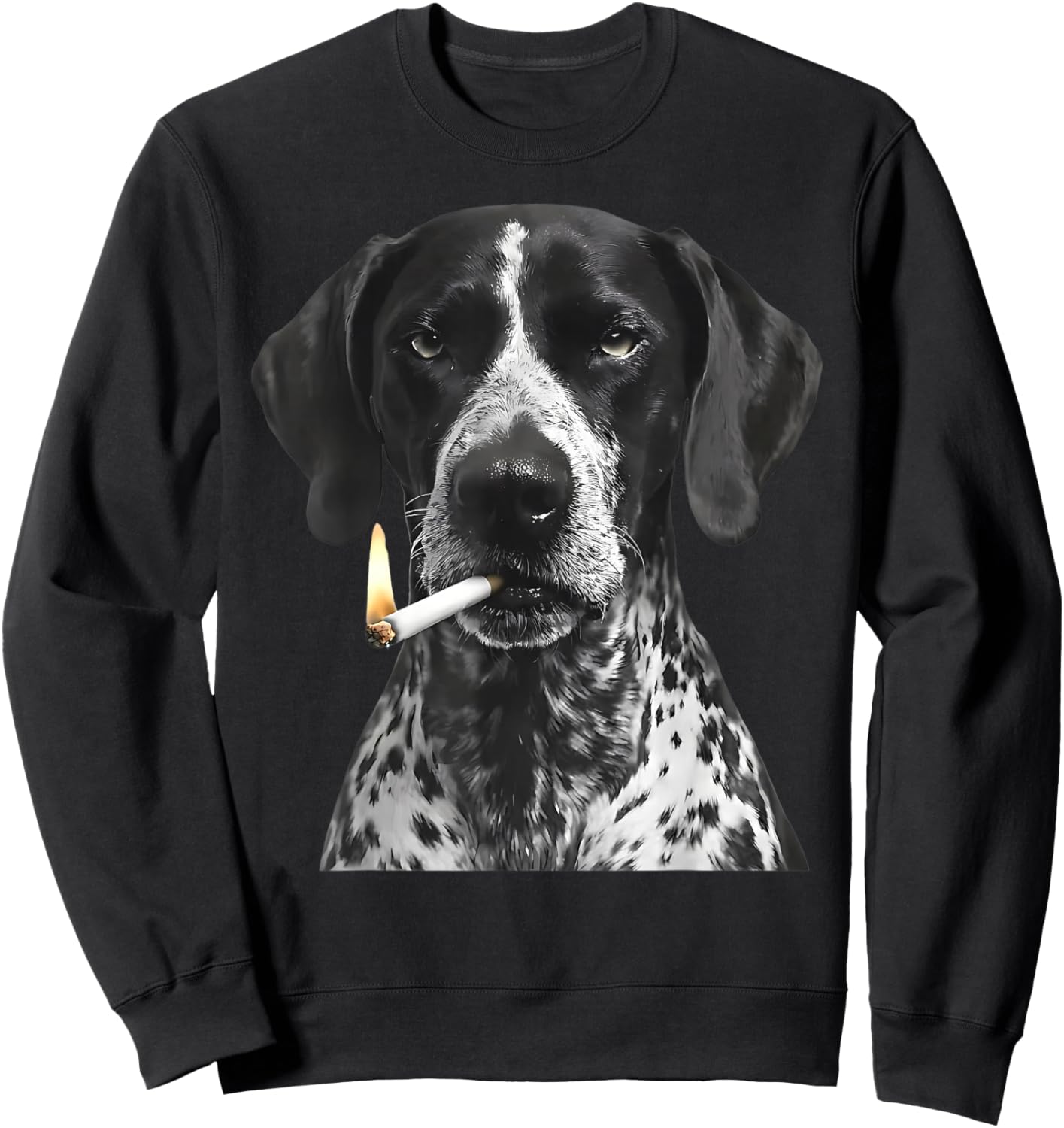 Cool German Shorthaired Pointer Smoking GSP Graphic Dog Mom Sweatshirt - Sweatshirt | Black