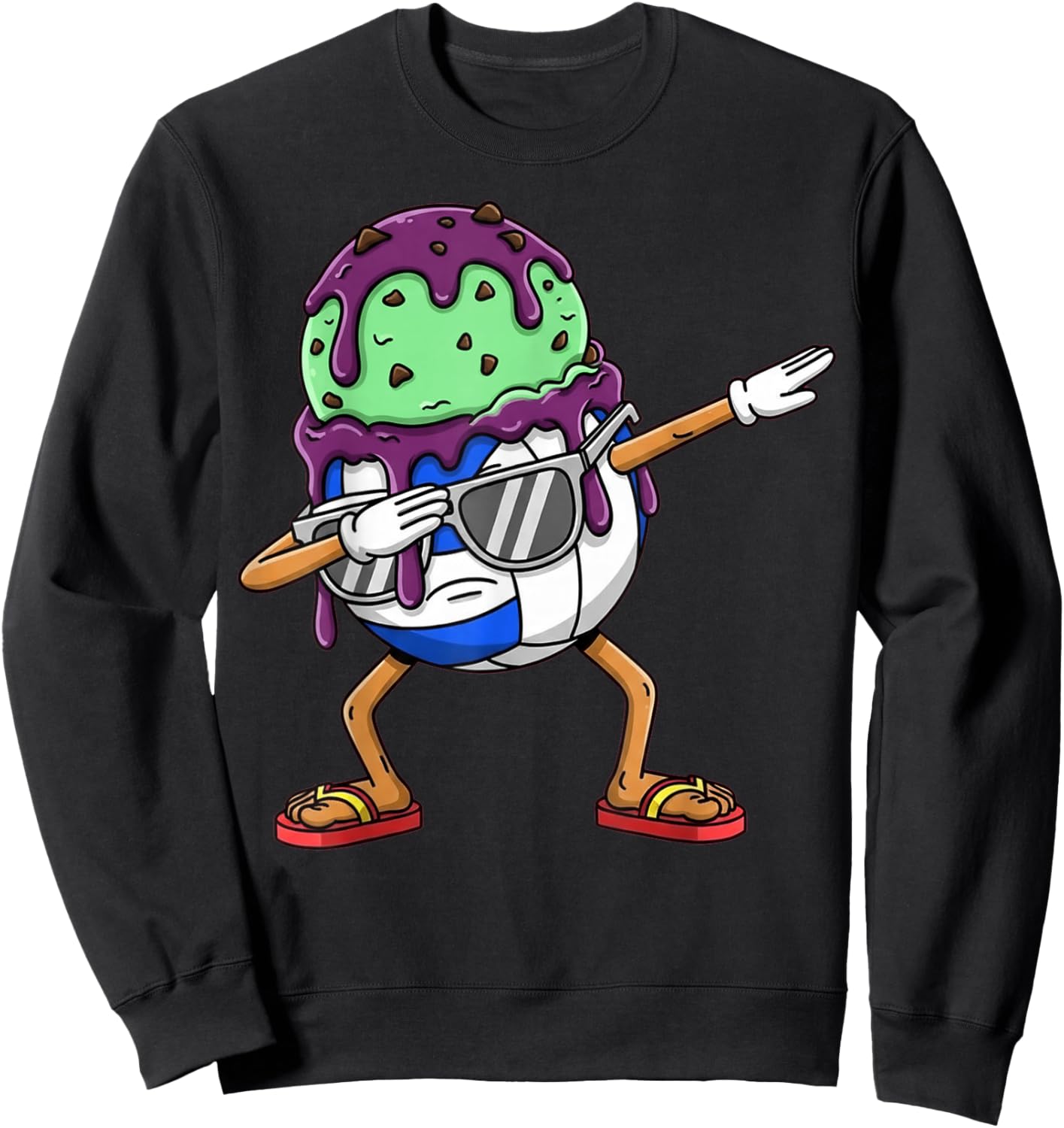 Dabbing Volleyball Drip Ice Cream Kids Youth Boys Girls Sweatshirt - Sweatshirt | Black