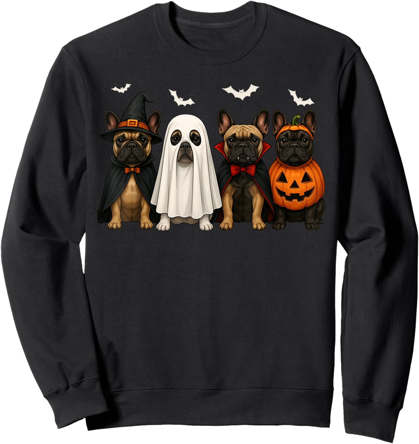 French Bulldog Ghost Dogs Halloween Costume Men Women Kids Sweatshirt - Sweatshirt | Black