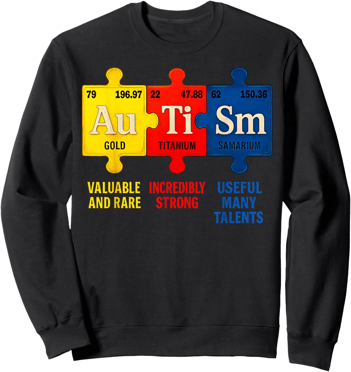 Autism Awareness Puzzle Elements Periodic Table Boy Girl Sweatshirt - Sweatshirt | Black